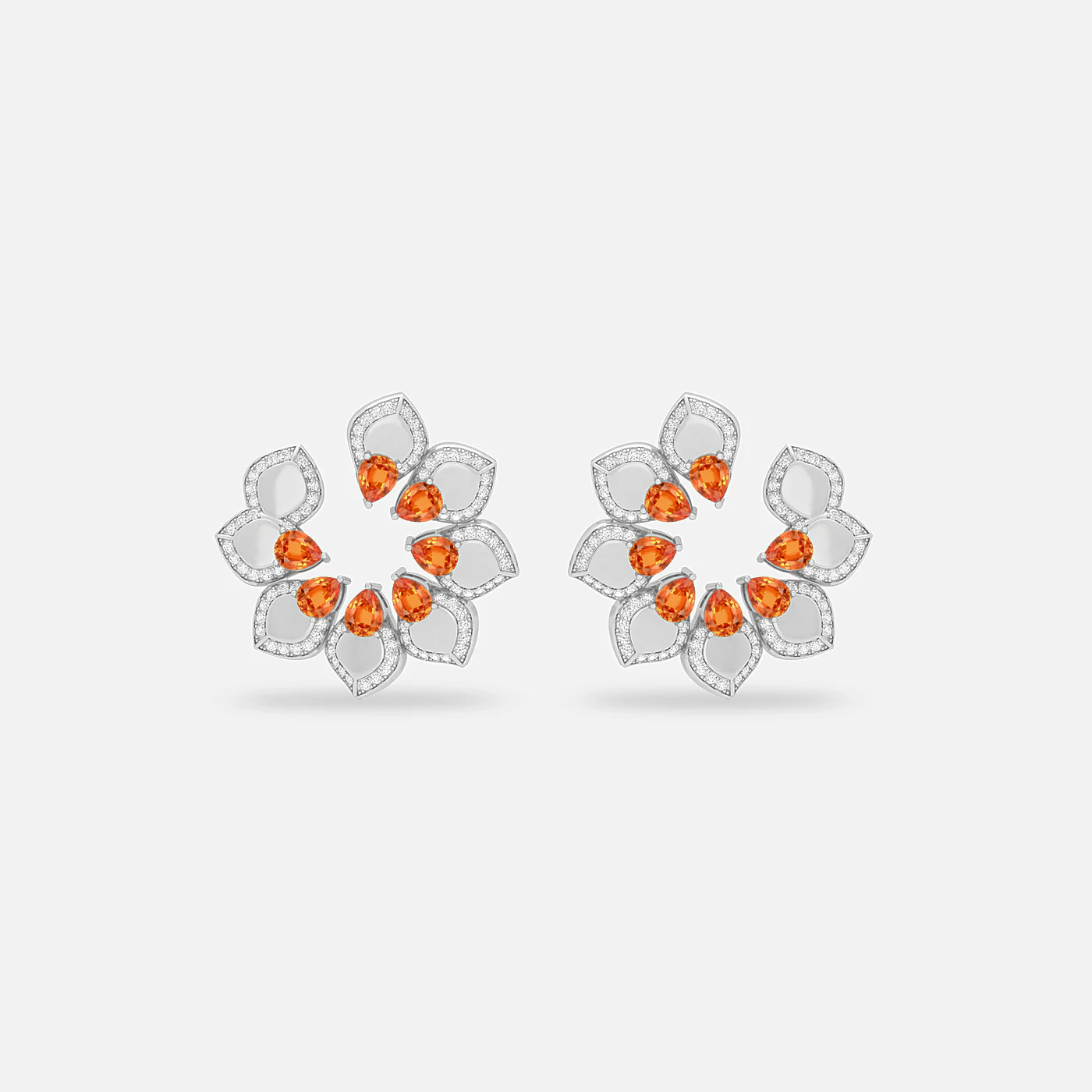 Spessartite and diamond garland earring