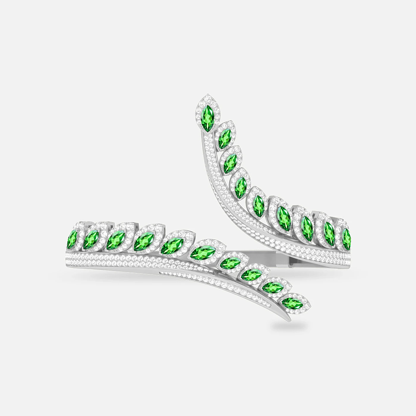 Tsavorite and diamond royal starling bangle