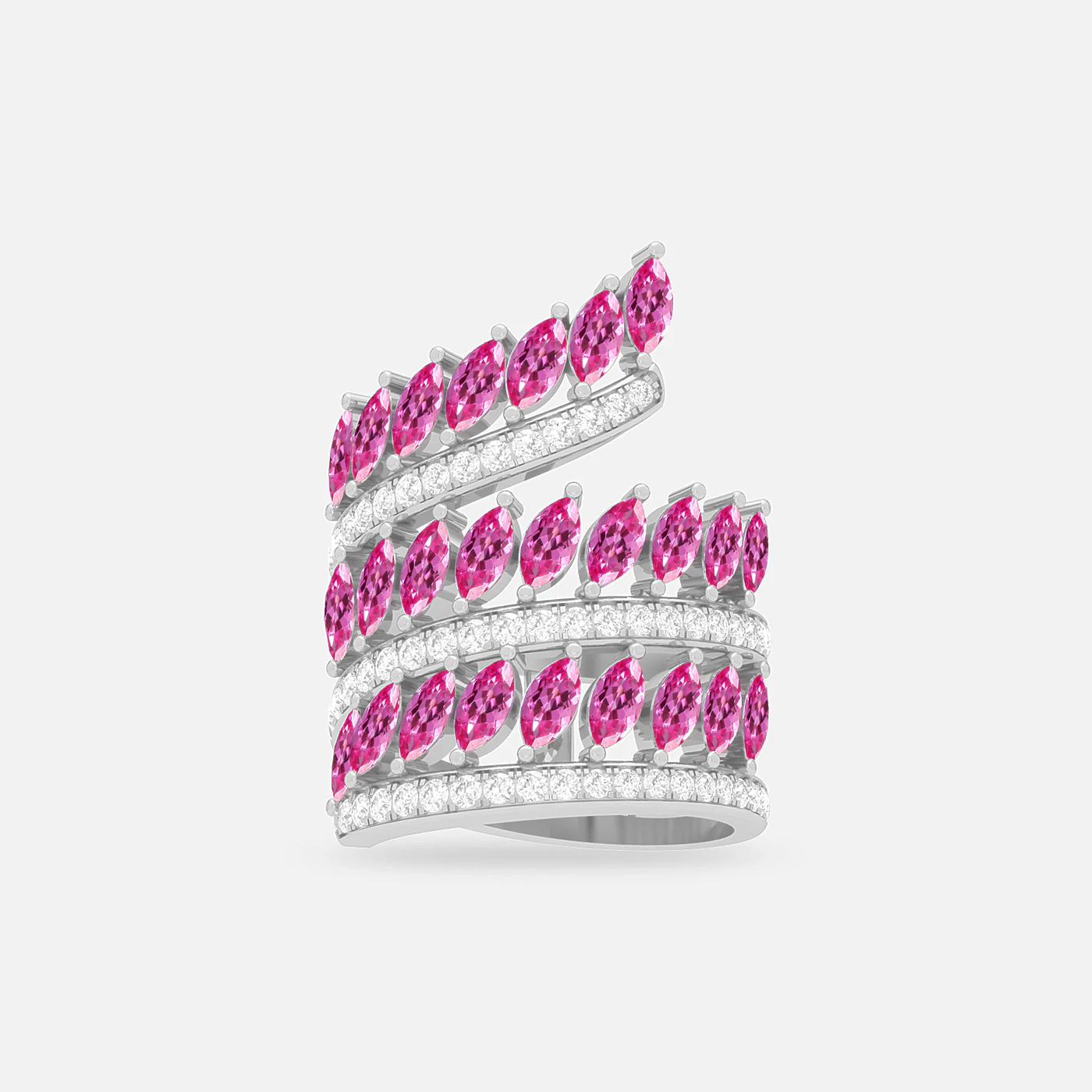 Pink spinel and diamond royal starling ring