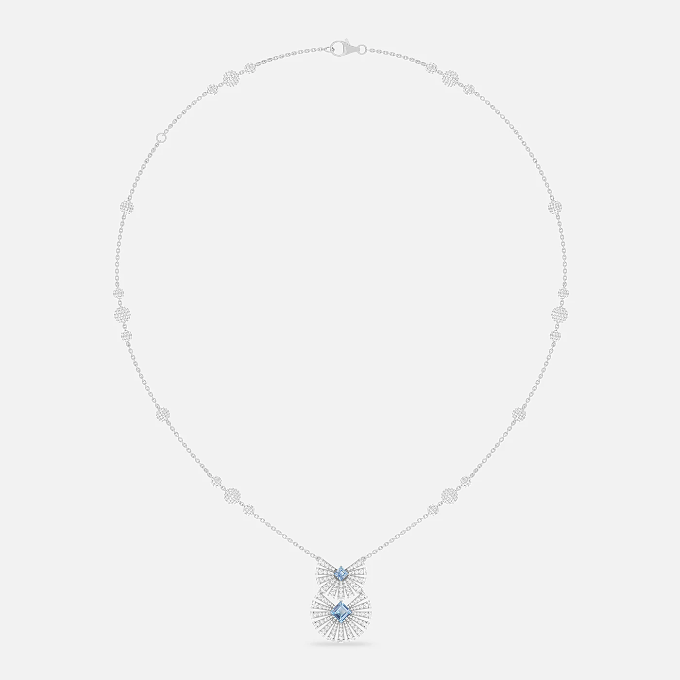 Aquamarine and diamond flare necklace