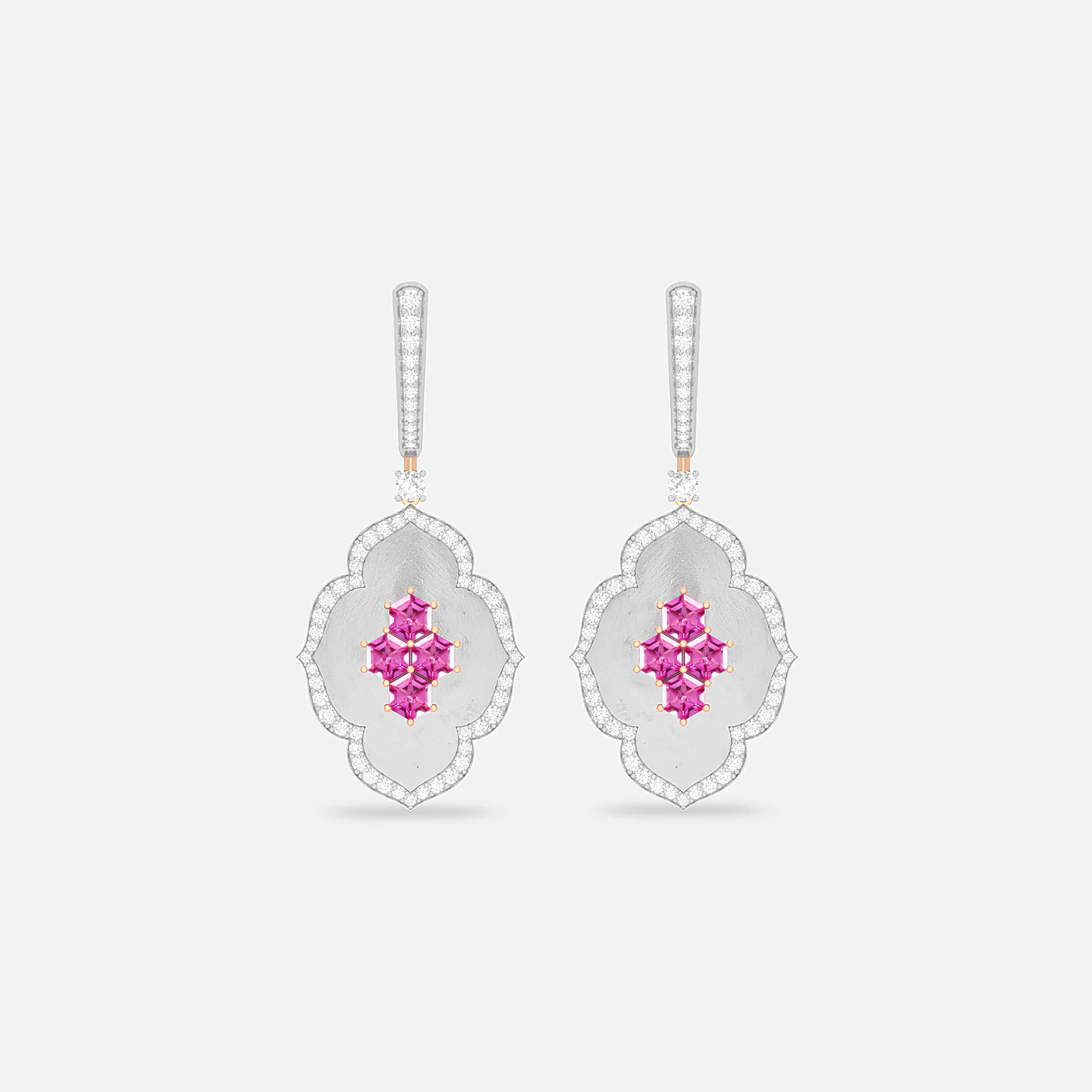 Pink spinel and diamond motif earring
