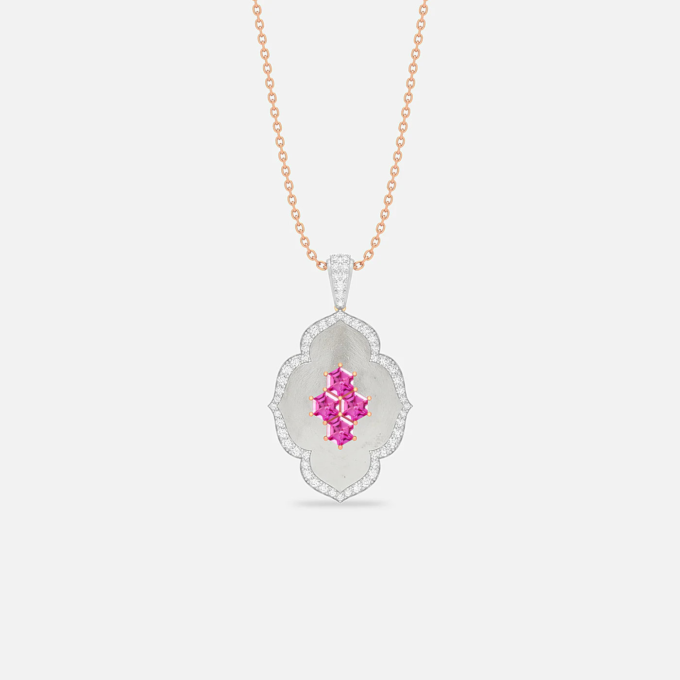 Pink spinel and diamond motif pendant