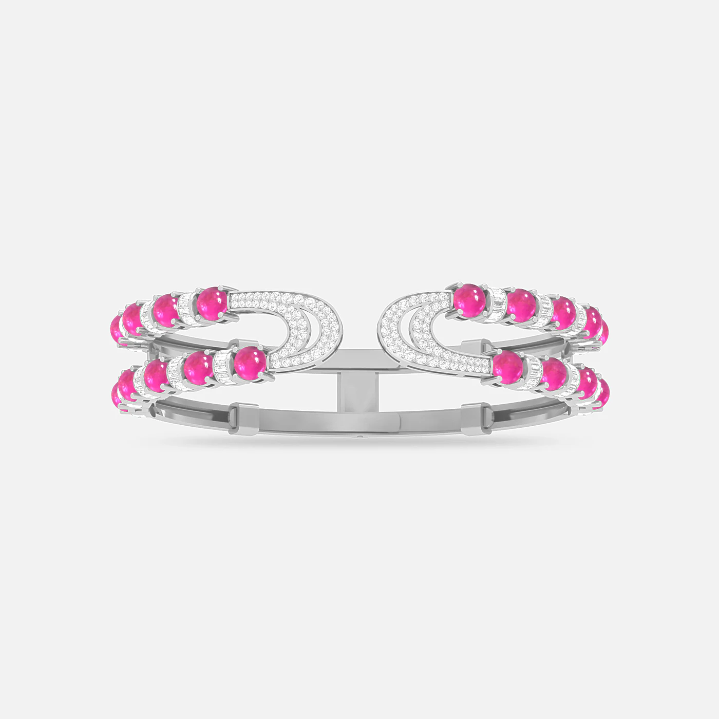 Pink spinel and diamond dome bangle