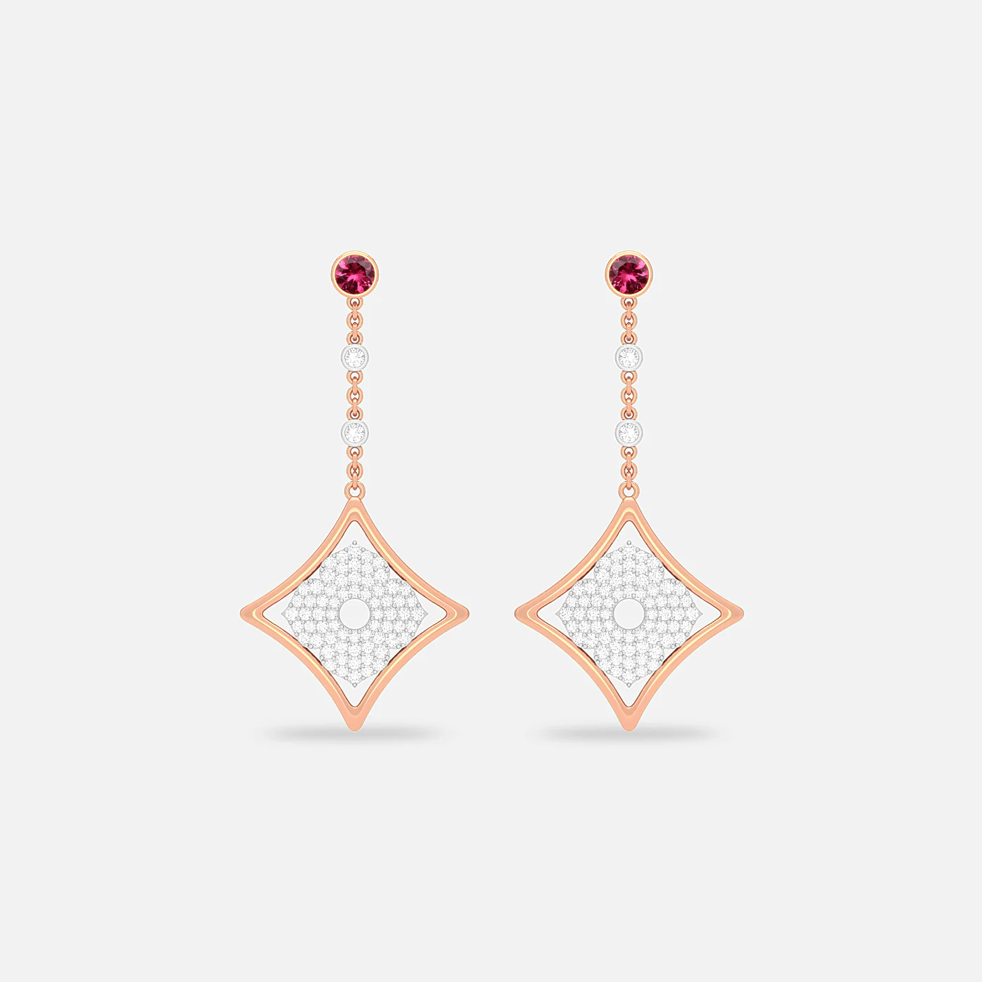 Pink spinel and diamond sleek dangler