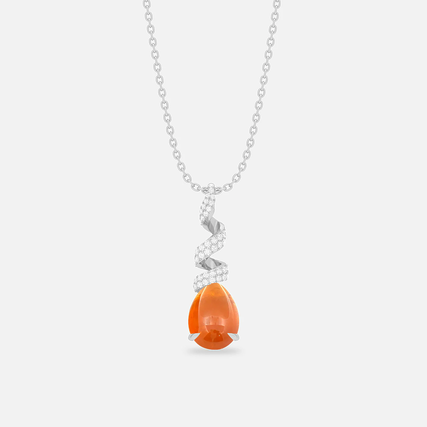 Spessartite and diamond dome pendant