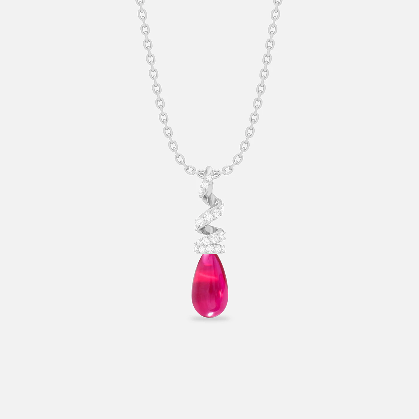 Pink spinel and diamond dome pendant