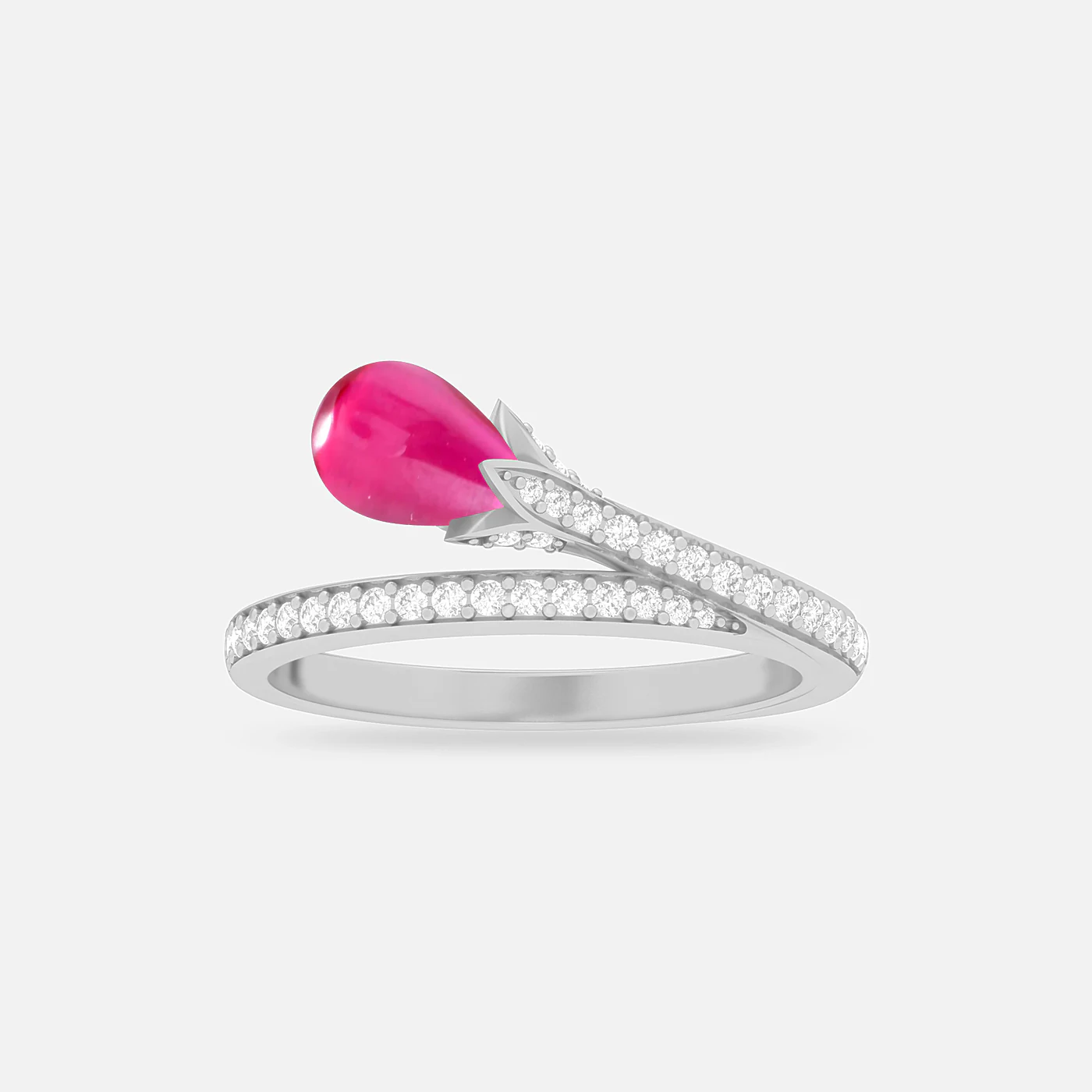 Pink spinel and diamond dome ring