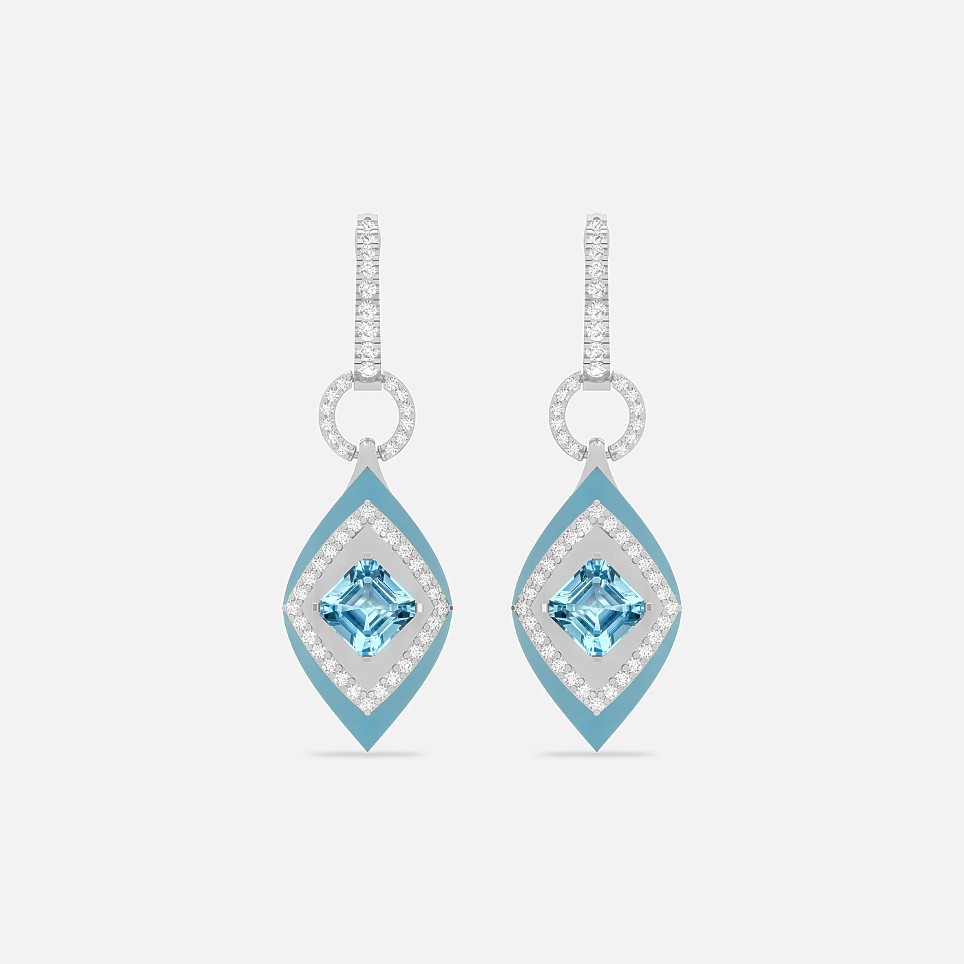 Aquamarine and diamond spectrum earrings