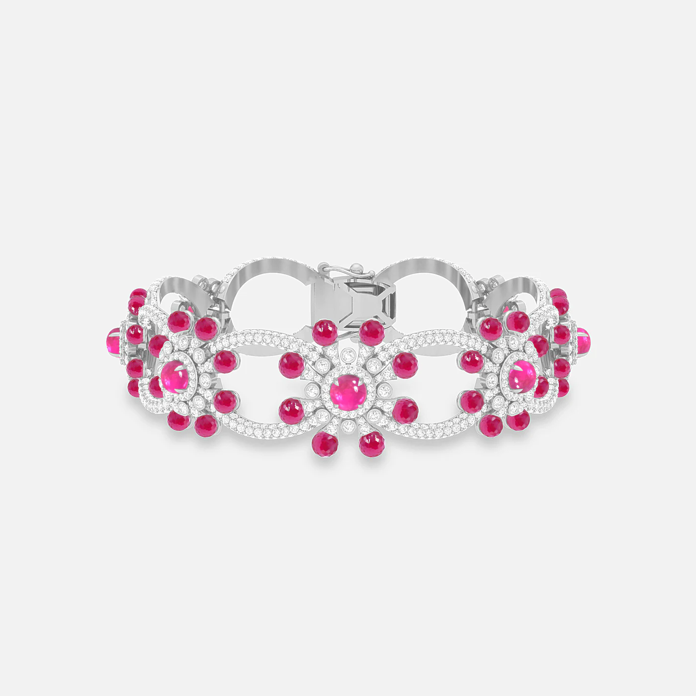 Pink spinel and diamond dome bracelet
