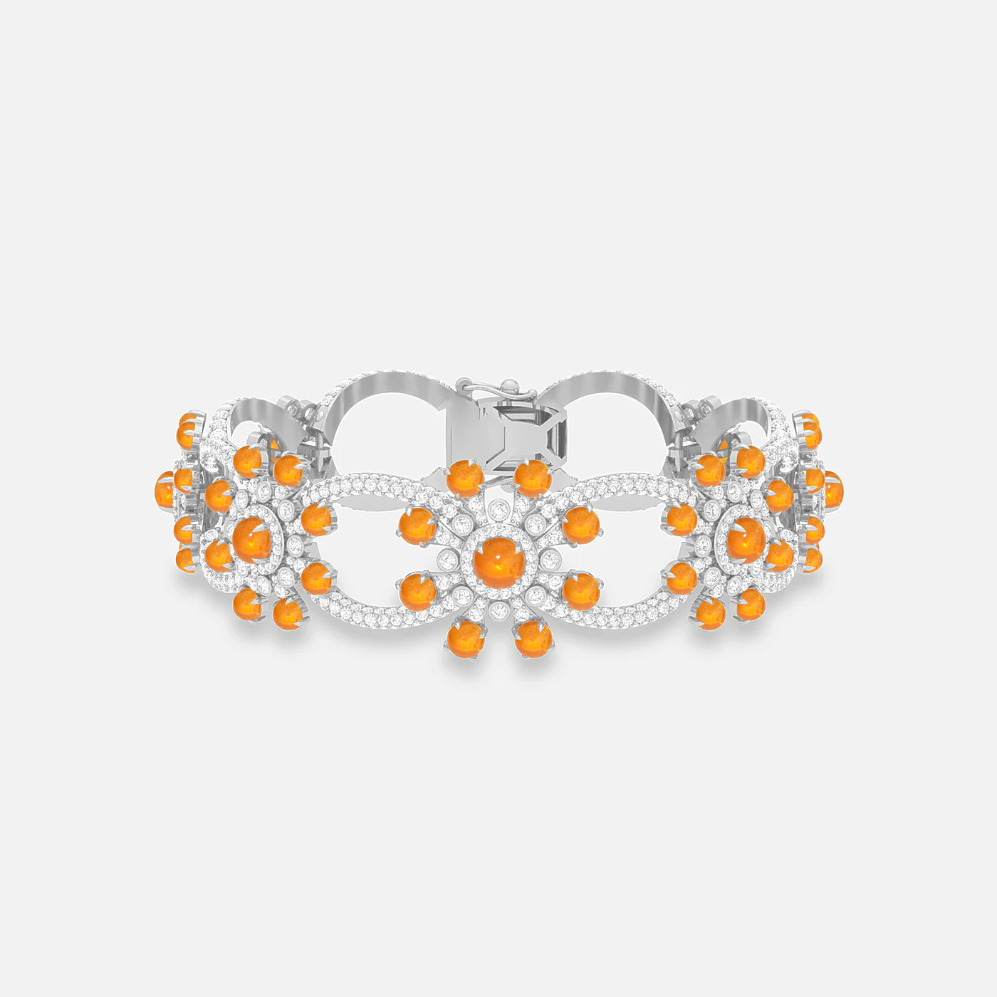 Spessartite and diamond dome bracelet