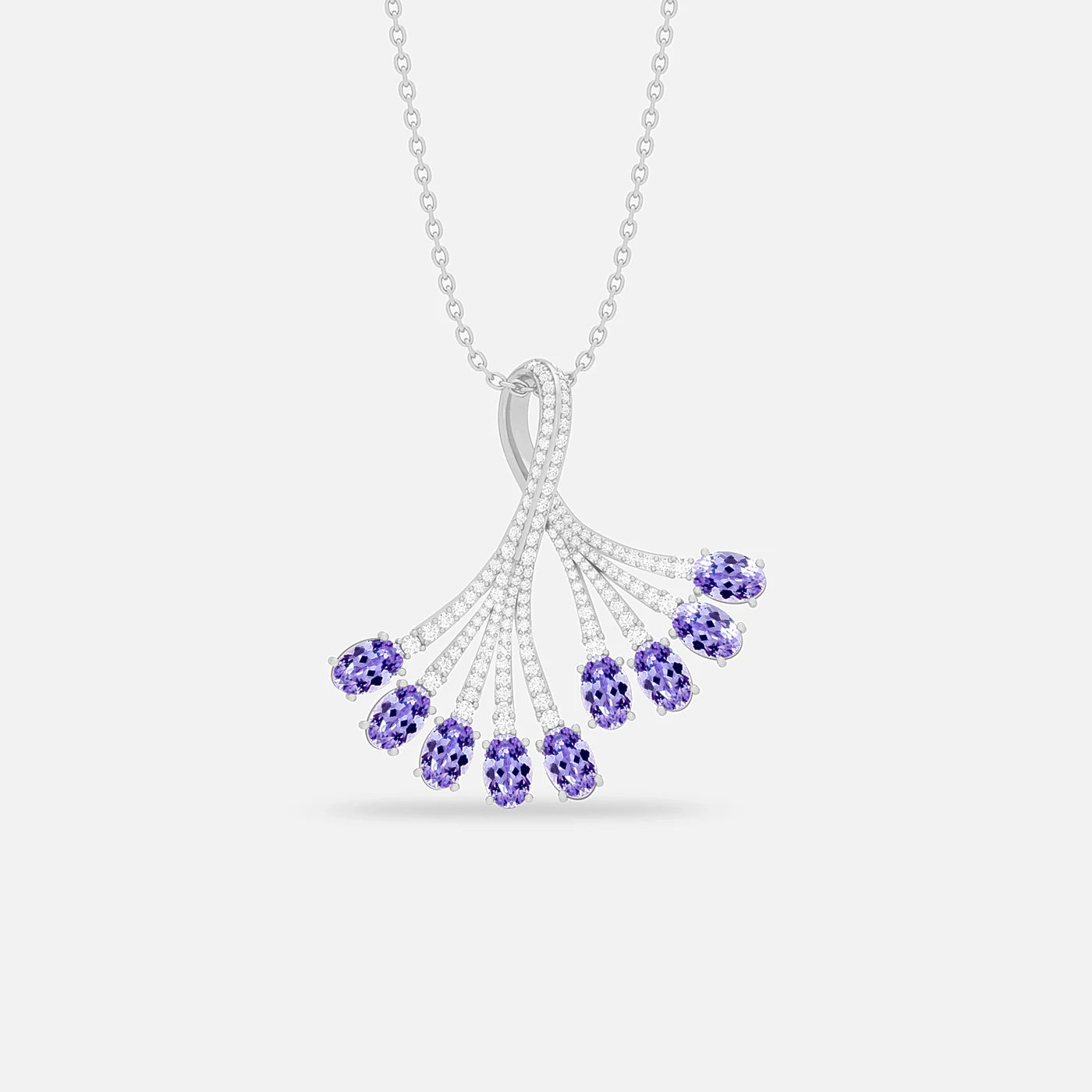 Lavender tanzanite and diamond flare pendant