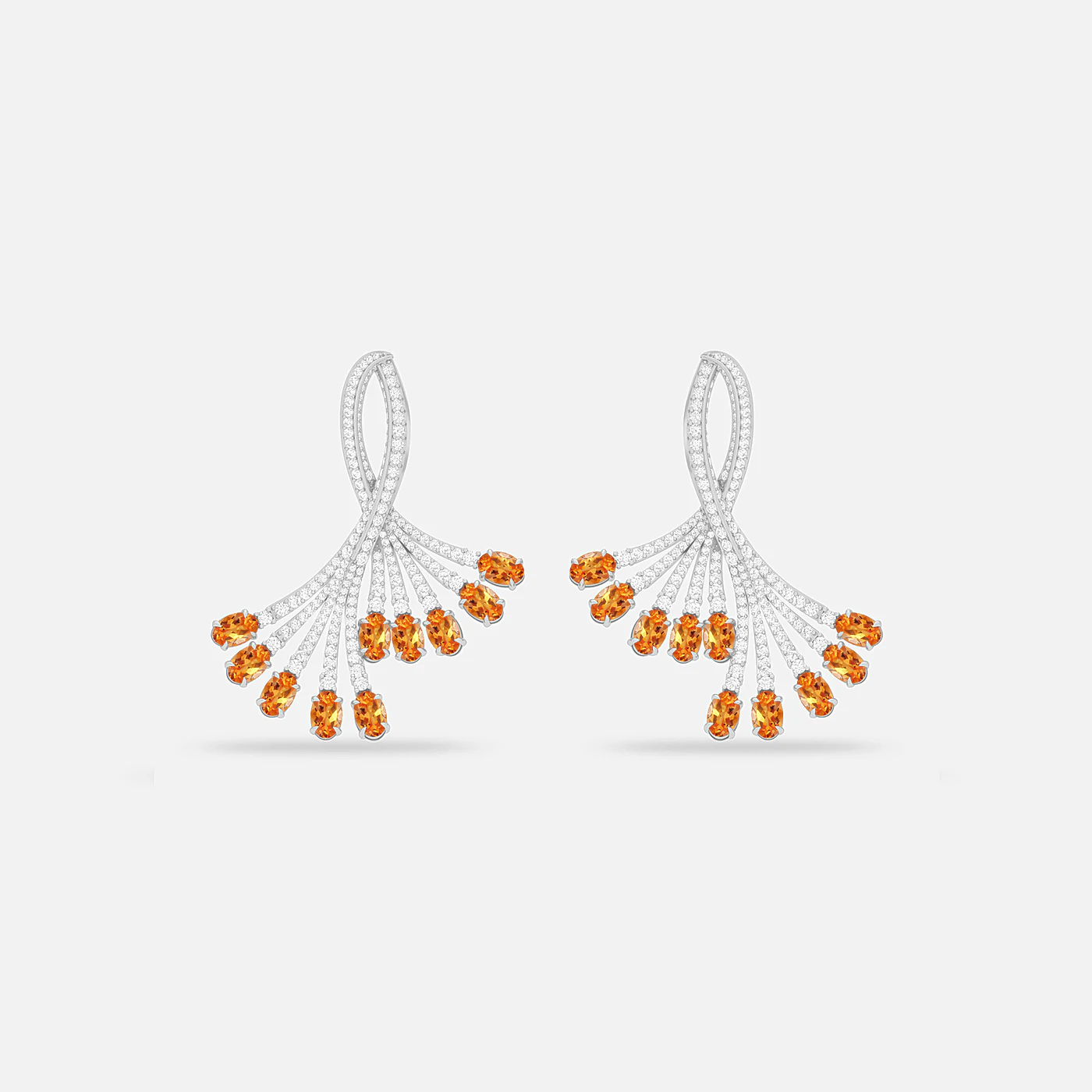 Spessartite and diamond flare earrings