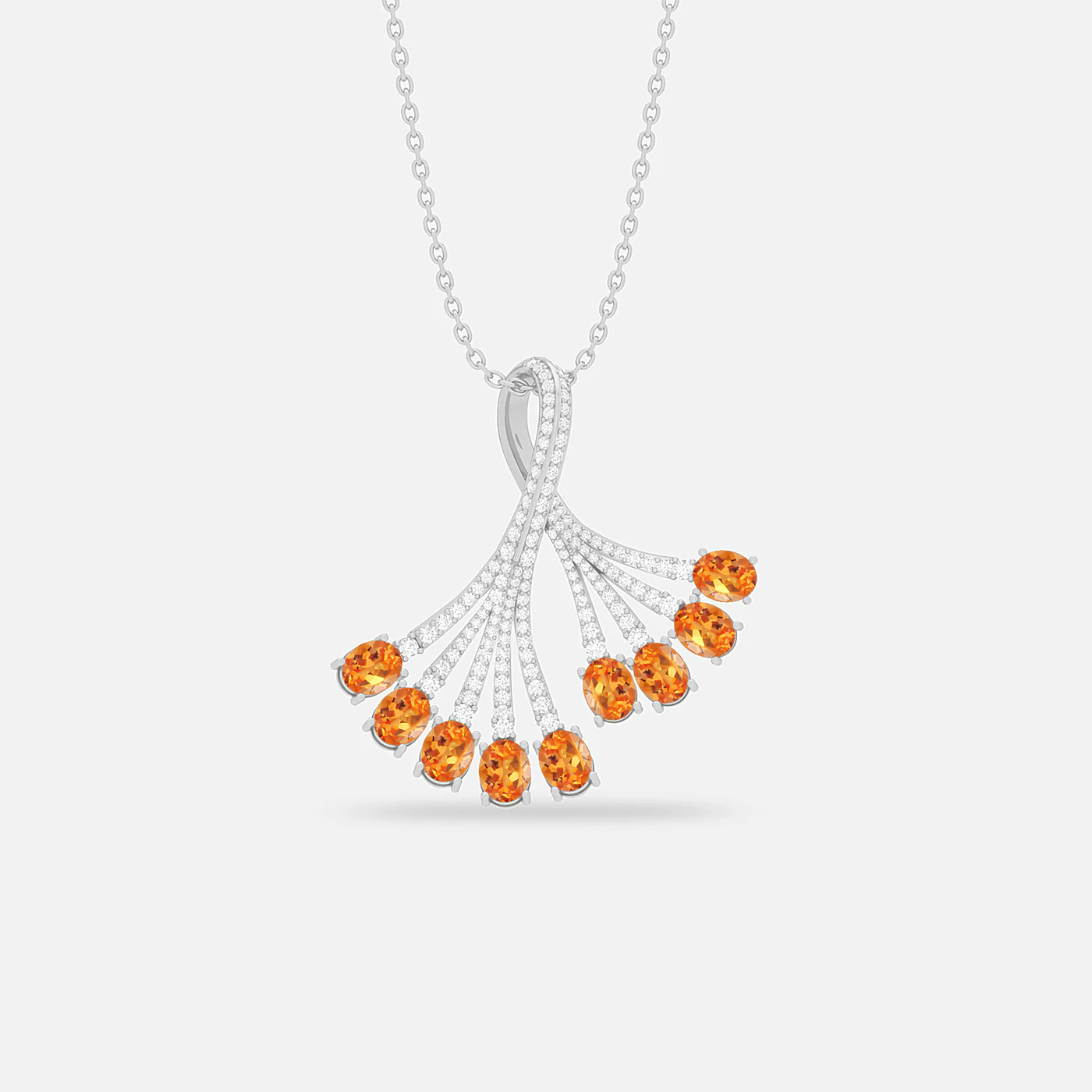 Spessartite and diamond flare pendant