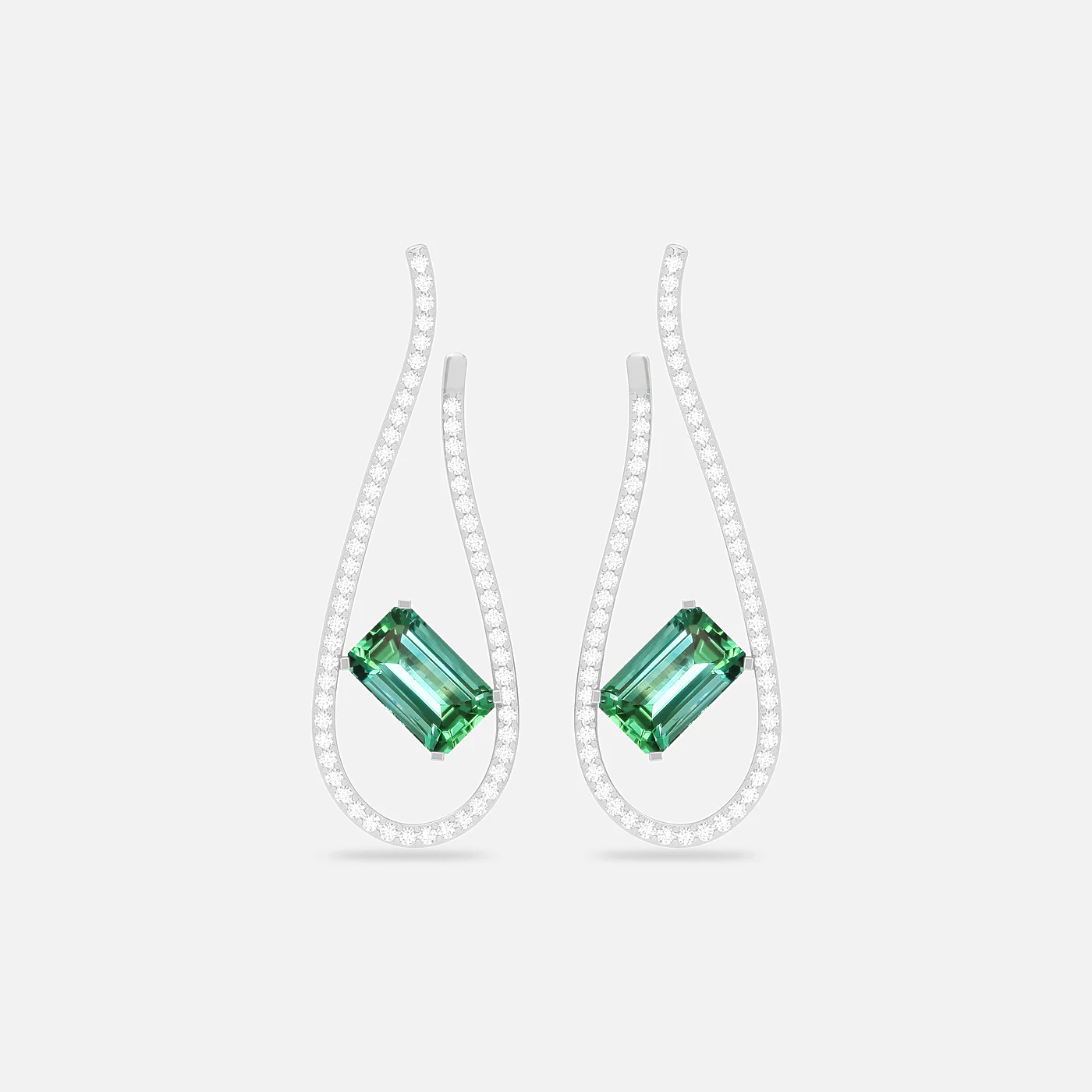 Green tourmaline and diamond entwine earrings