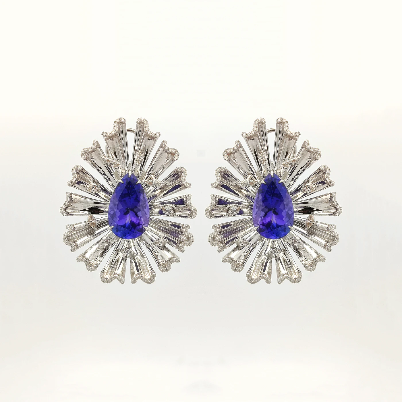 Tanzanite and diamond shamsa earrings