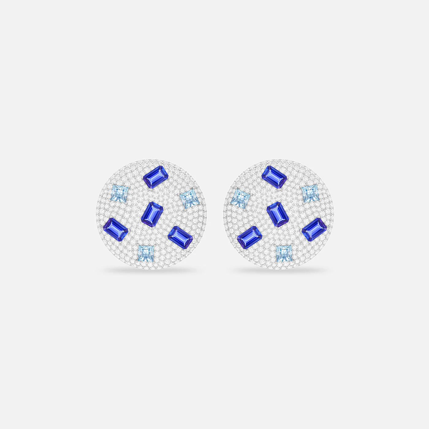 Aquamarine, tanzanite and diamond dazzle earrings