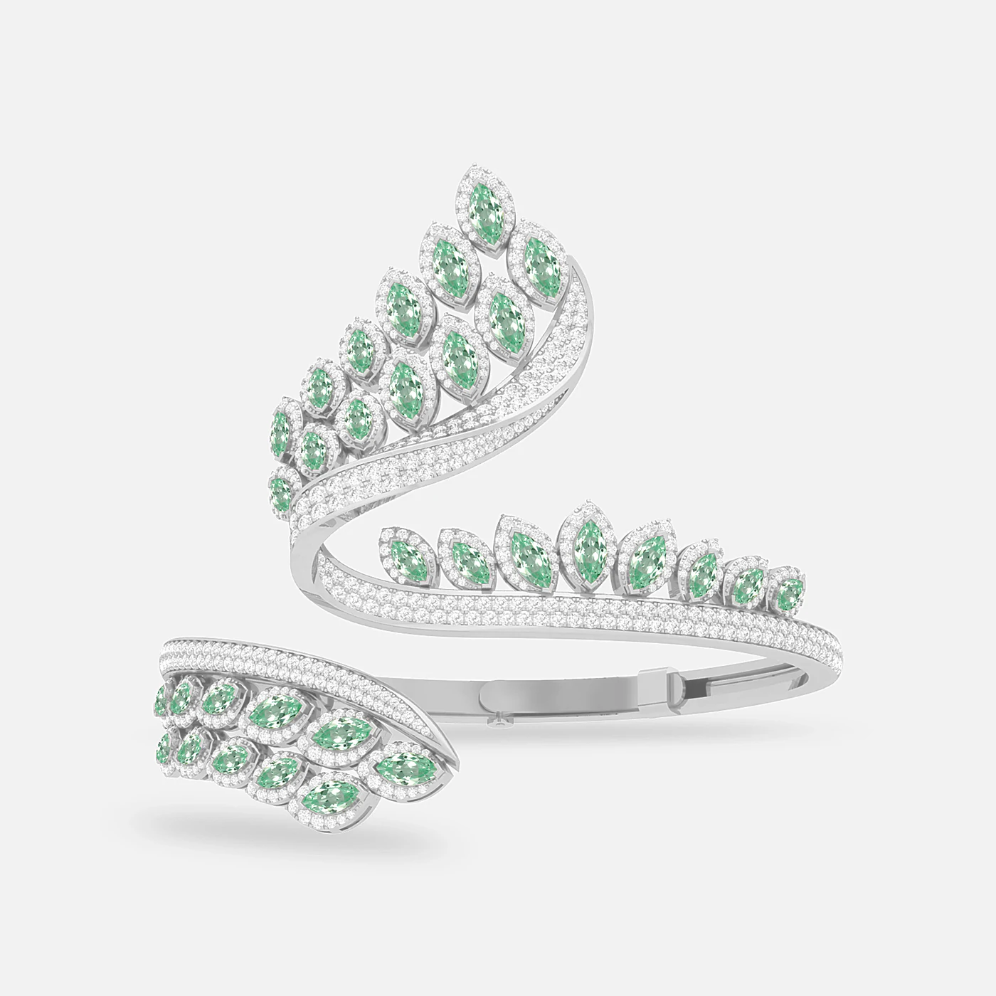 Mint garnet and diamond royal starling bangle