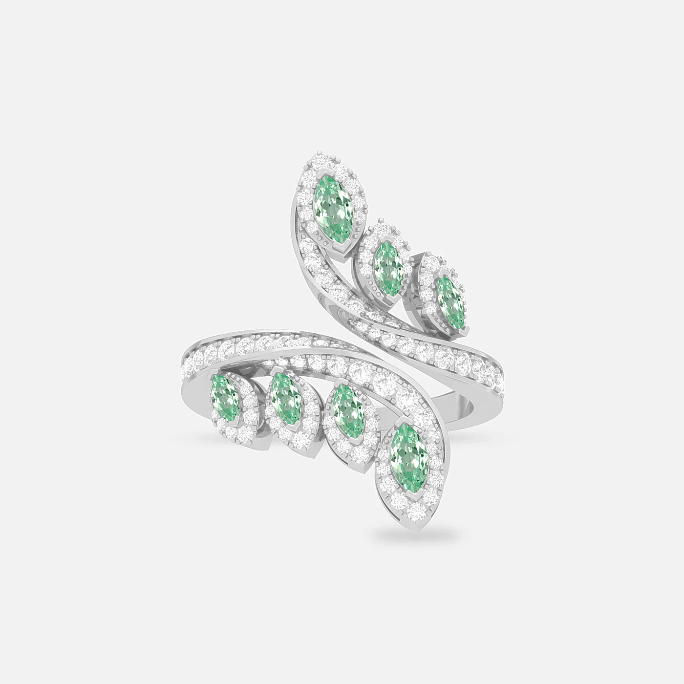 Mint garnet and diamond royal starling ring