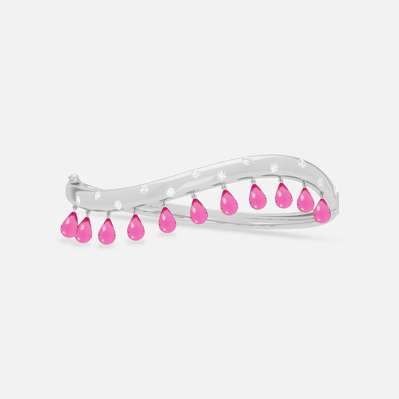 Pink spinel and diamond tide bangle