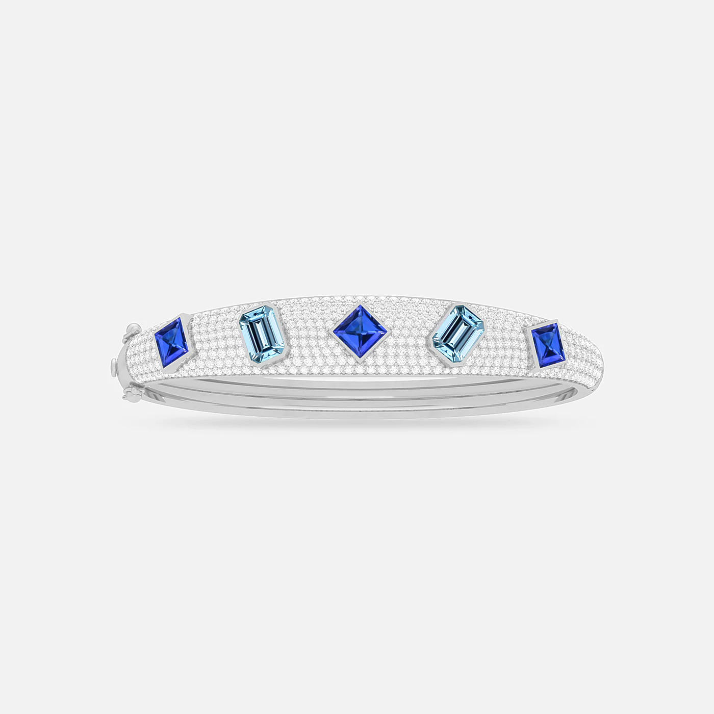 Aquamarine, tanzanite and diamond dazzle bangle