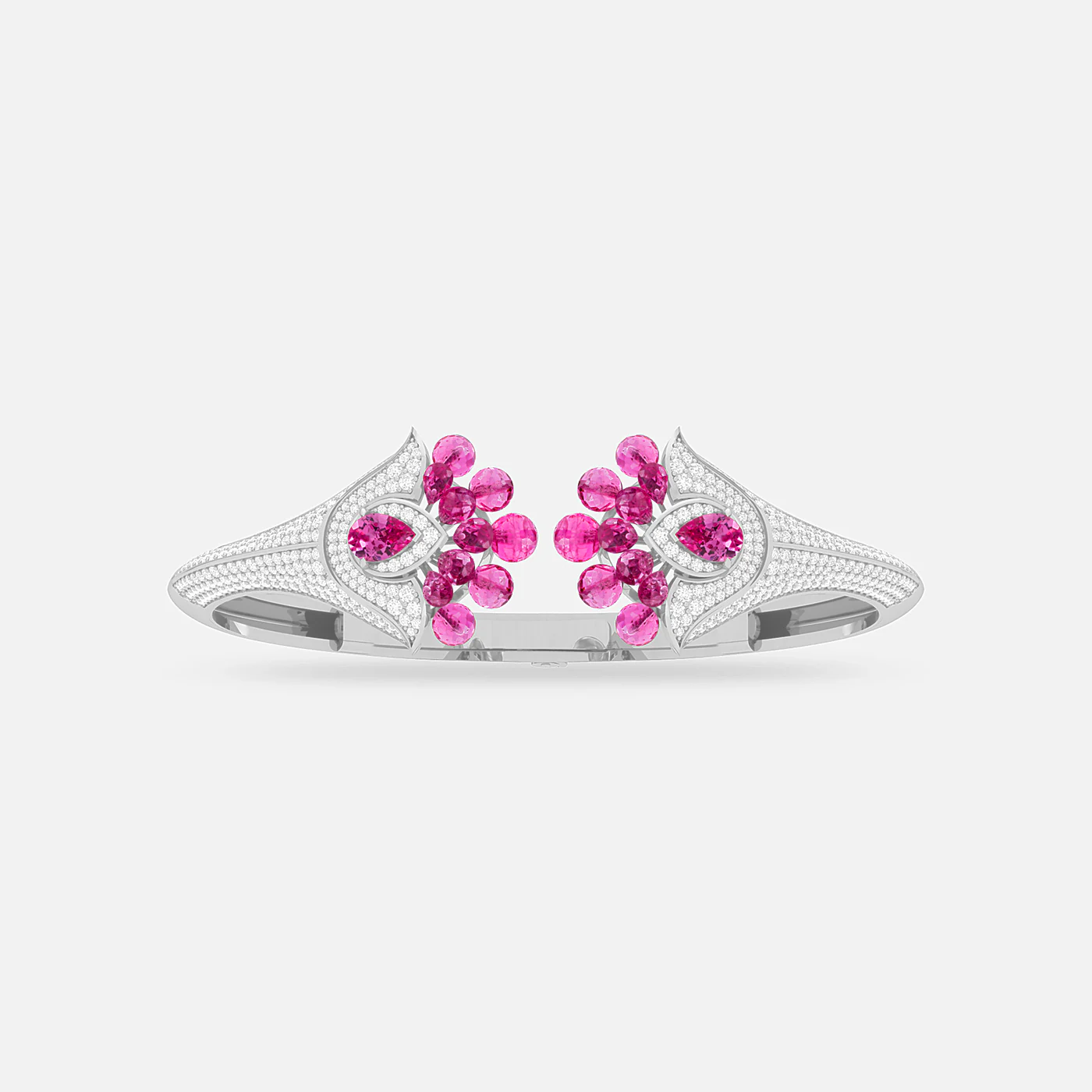 Pink spinel and diamond dome bangle