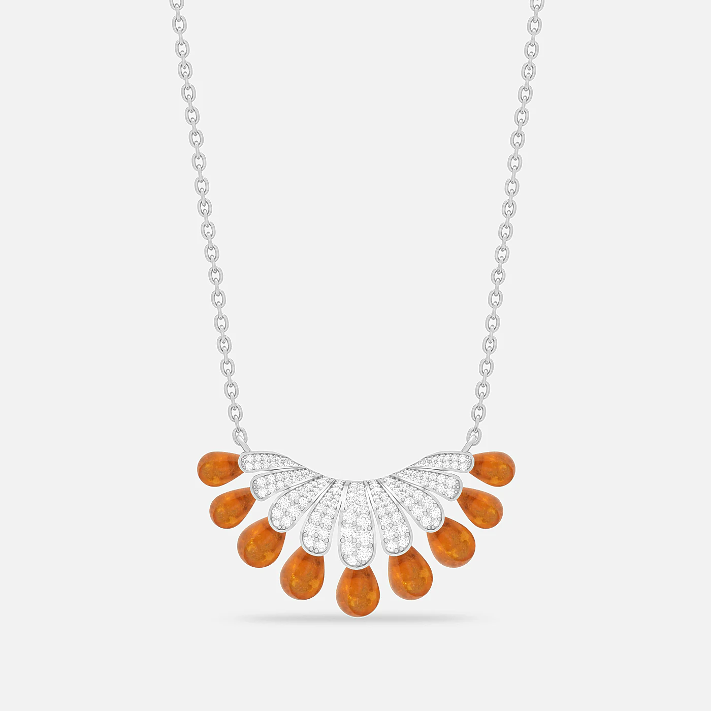 Spessartite and diamond dome pendant