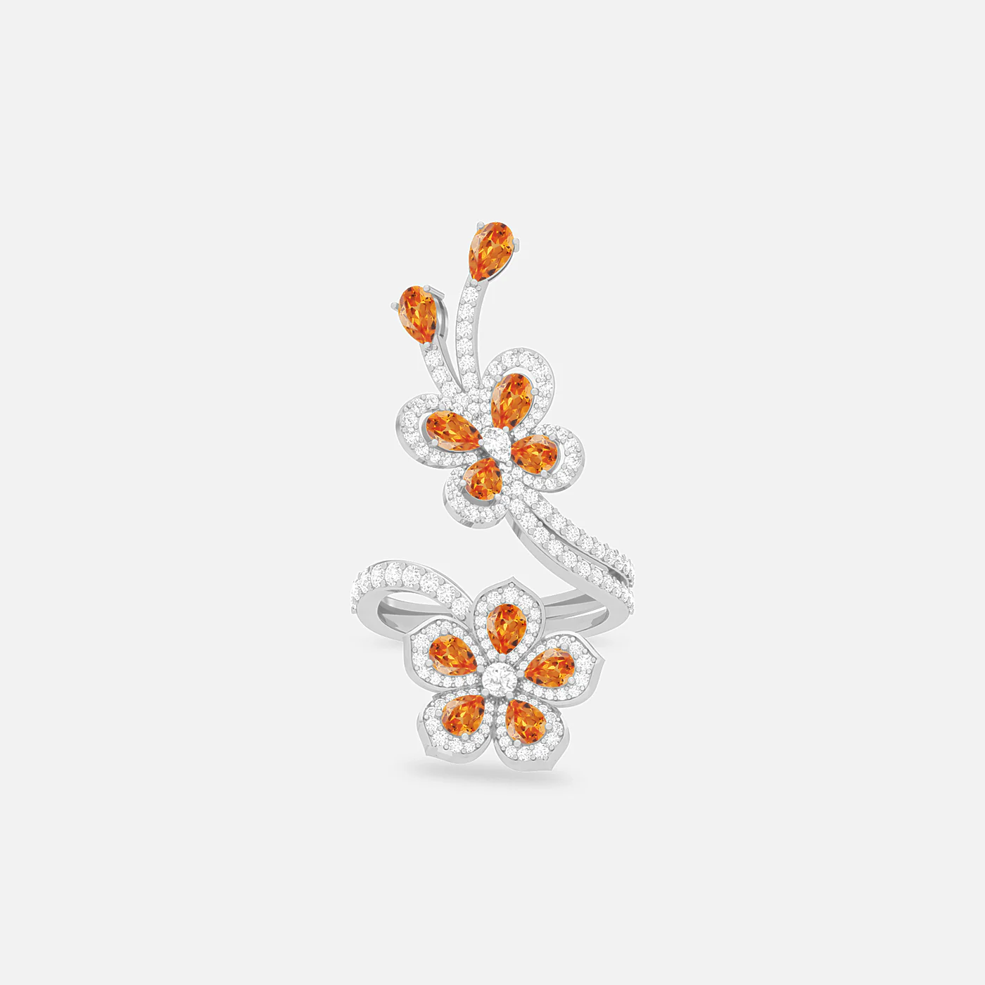 Spessartite and diamond bloom statement ring