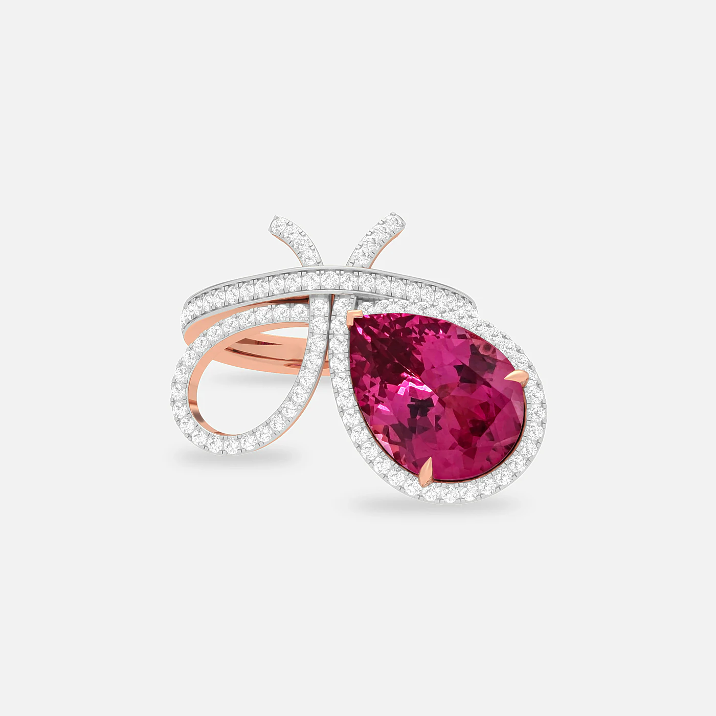 Malaya garnet and diamond entwine ring