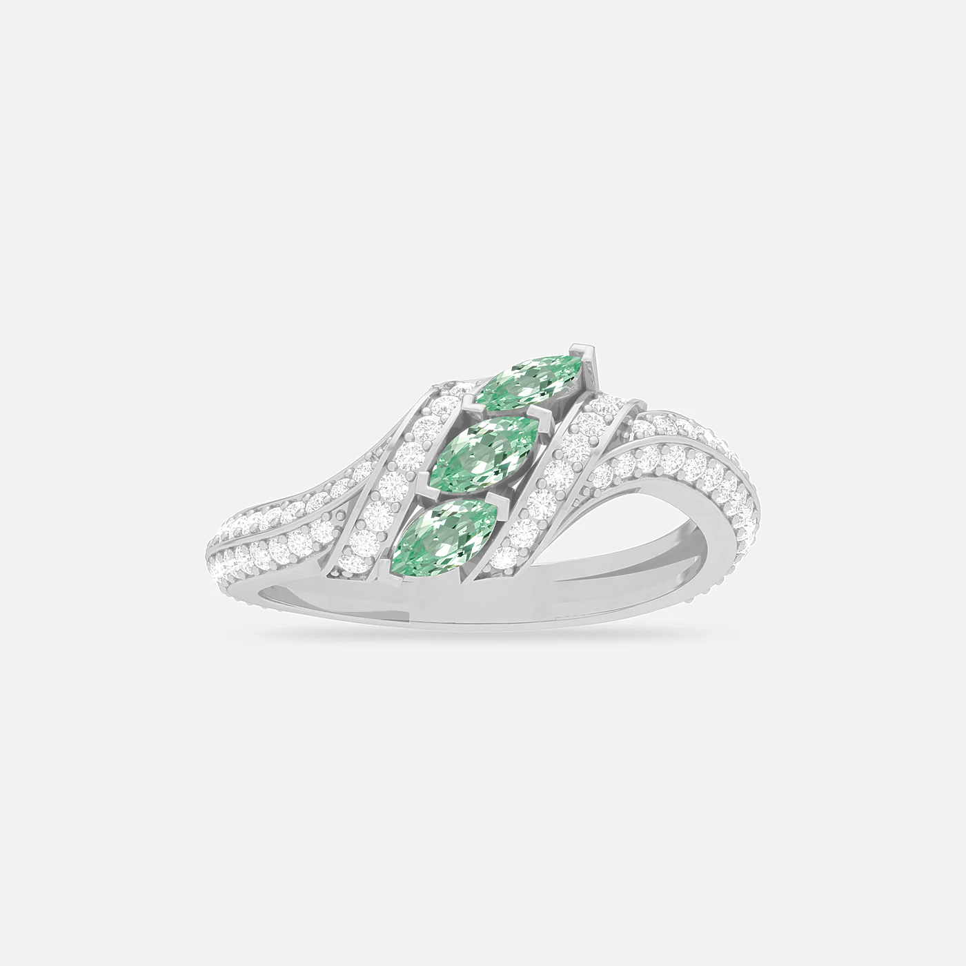 Mint garnet and diamond royal starling ring