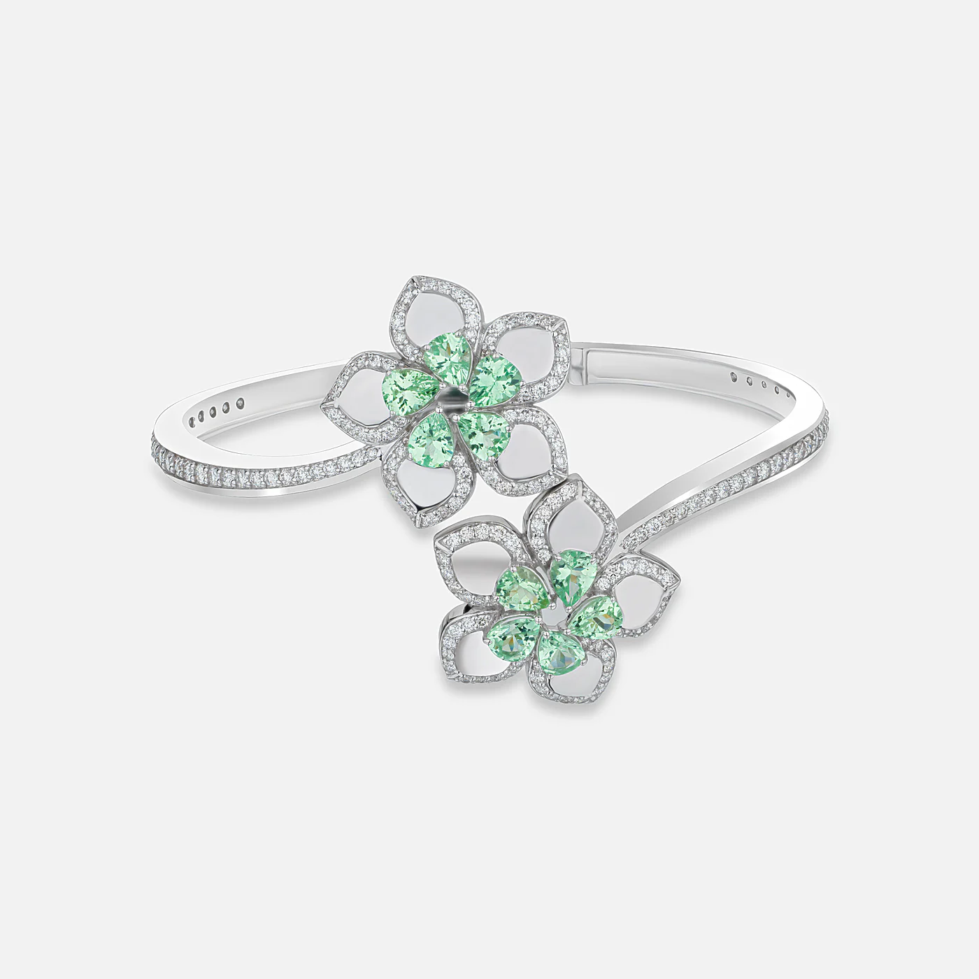 Mint garnet and diamond garland bracelet