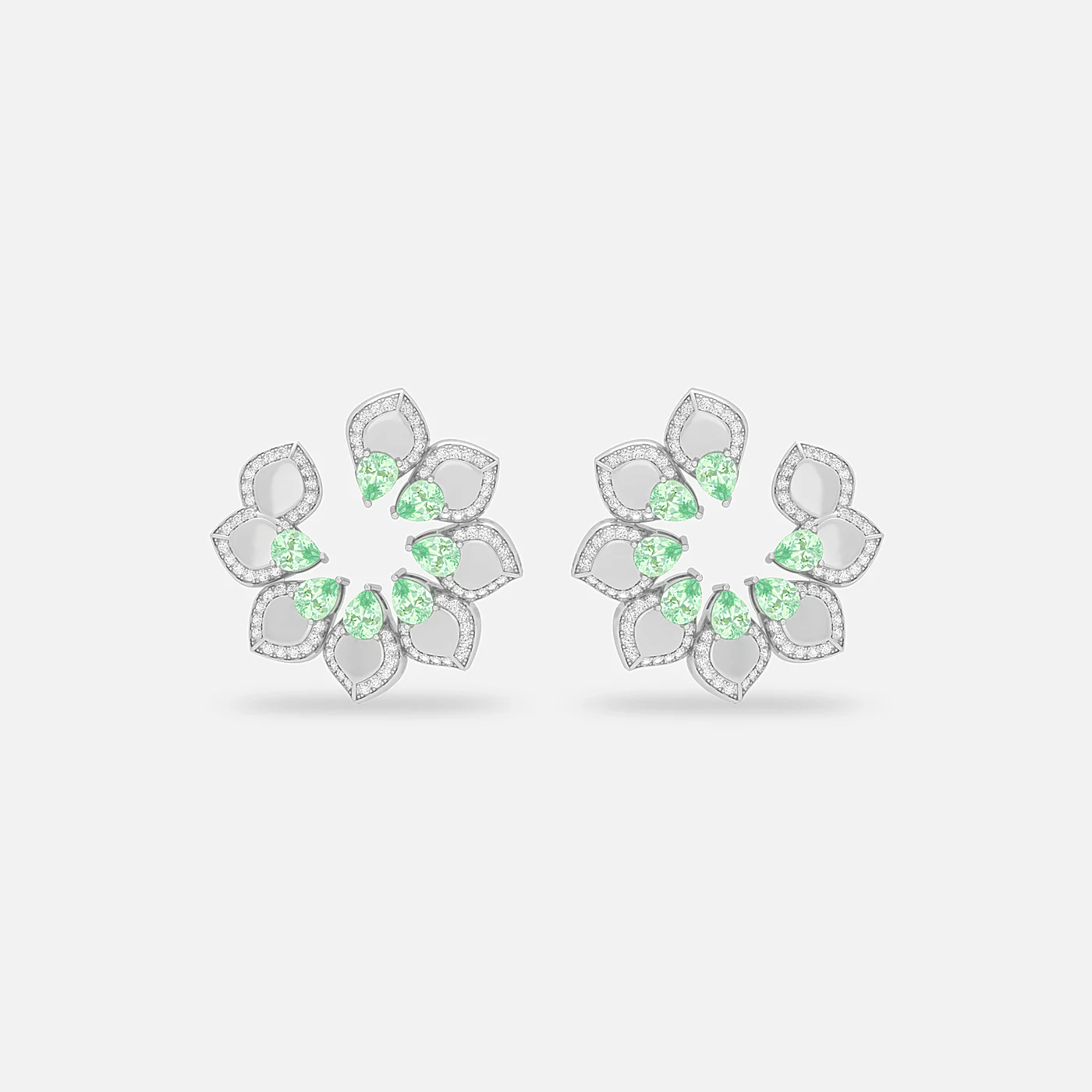 Mint garnet and diamond garland earring