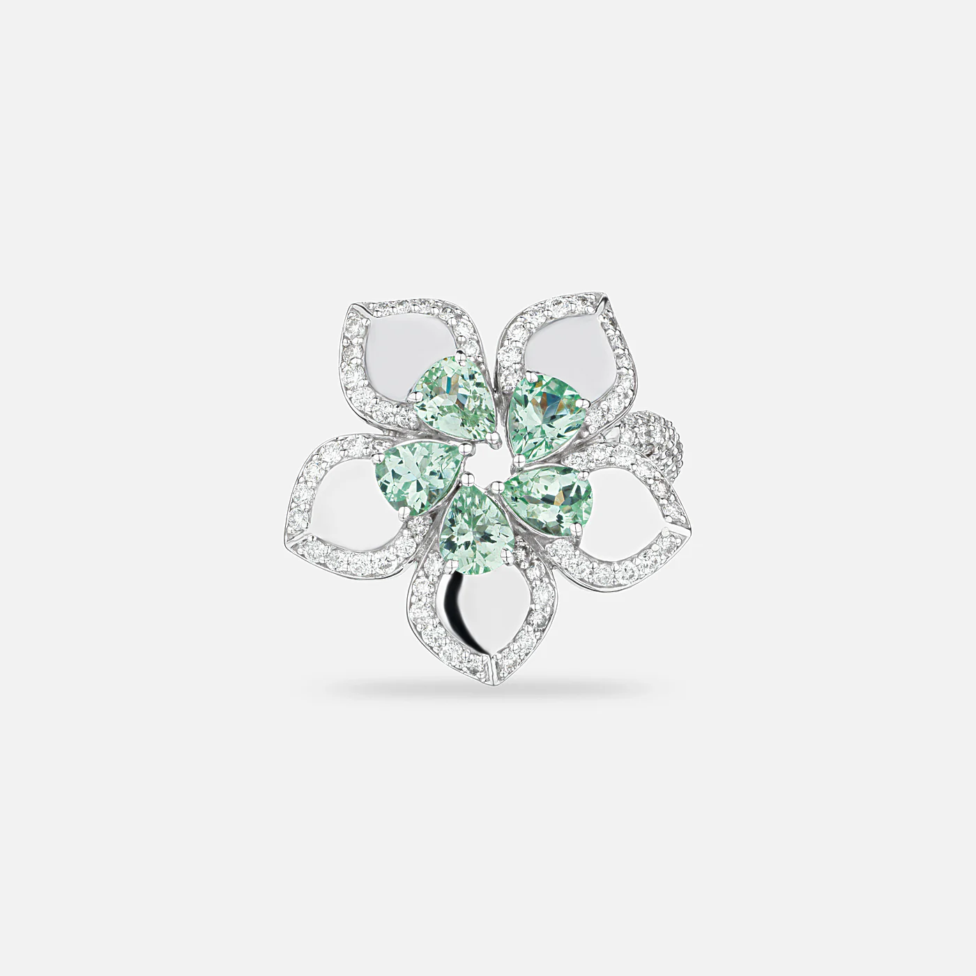 Mint garnet and diamond garland ring