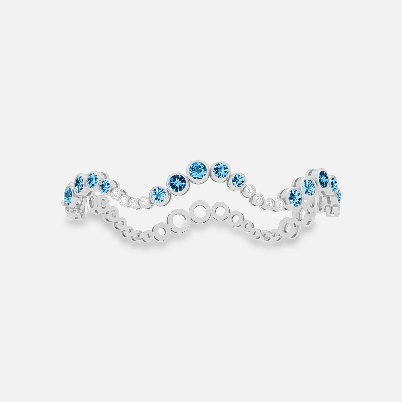 Aquamarine and diamond tide bangle