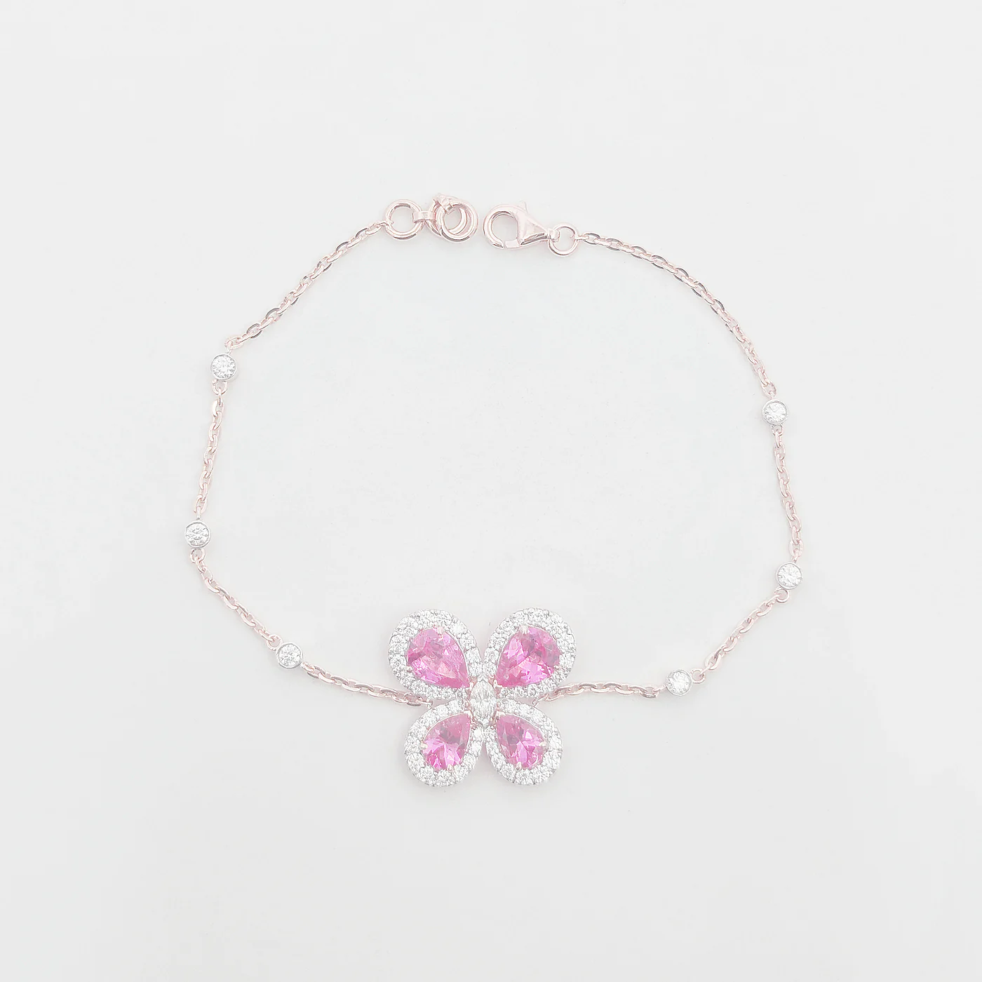 Pink spinel and diamond bloom bracelet