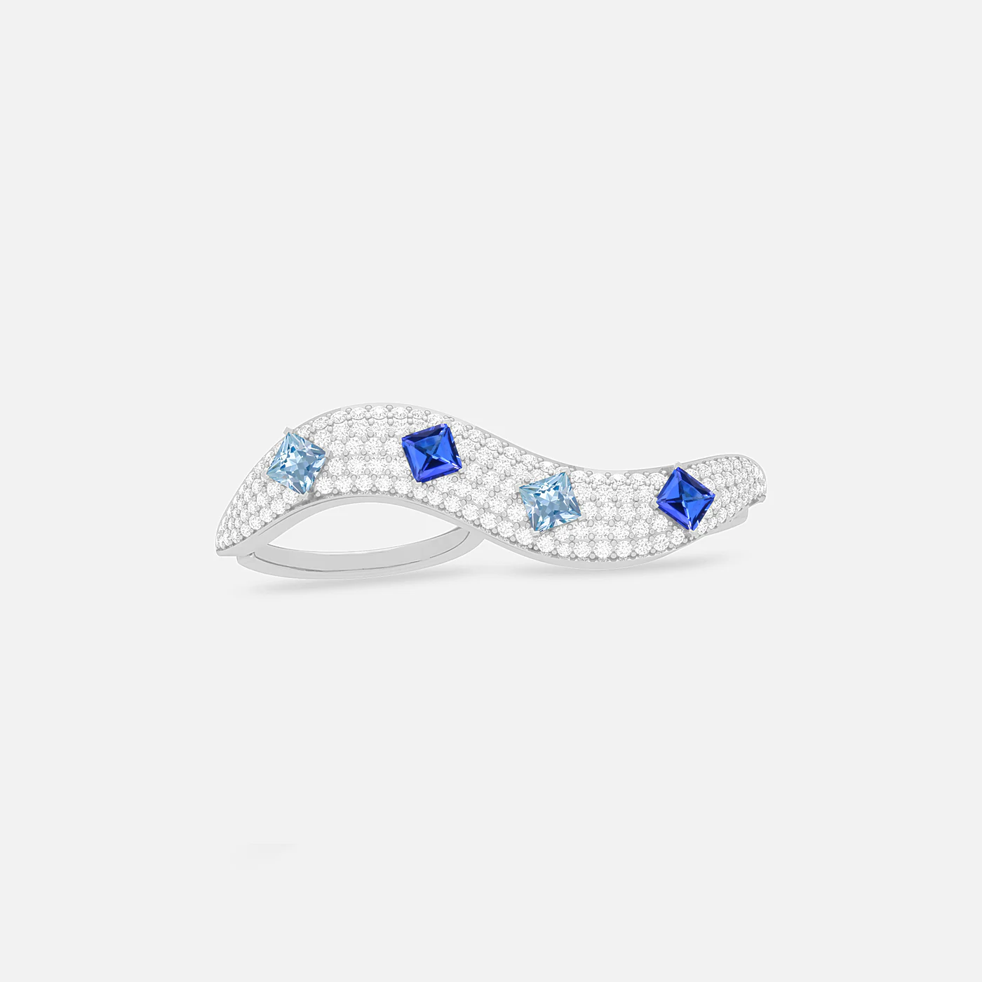 Tanzanite, aquamarine and diamond dazzle ring