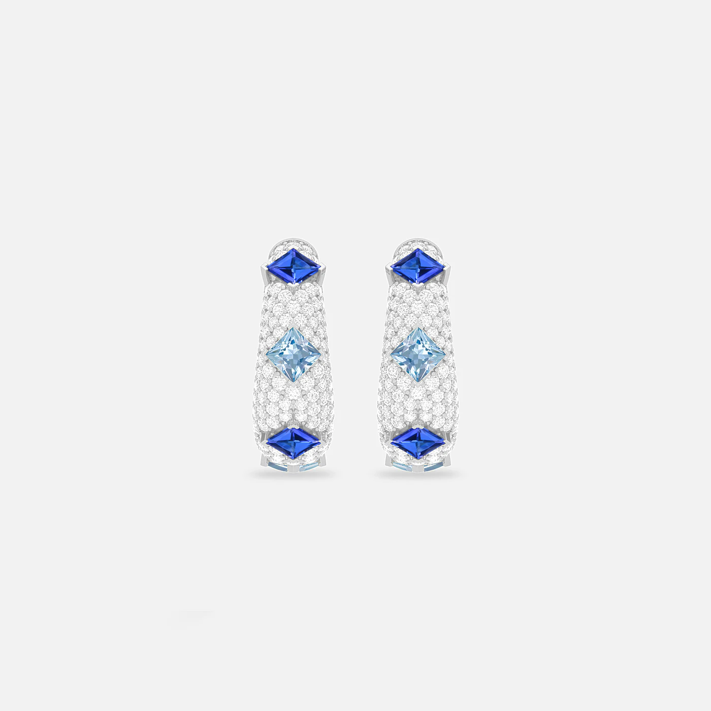 Tanzanite, aquamarine and diamond dazzle earrings