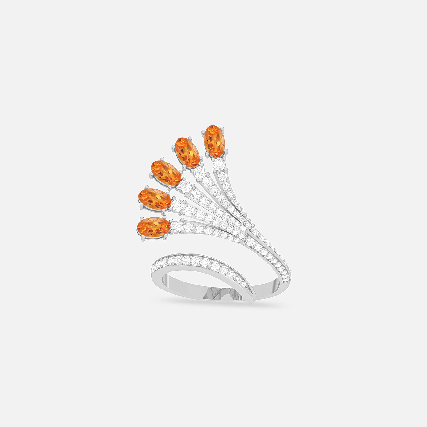 Spessartite and diamond flare ring