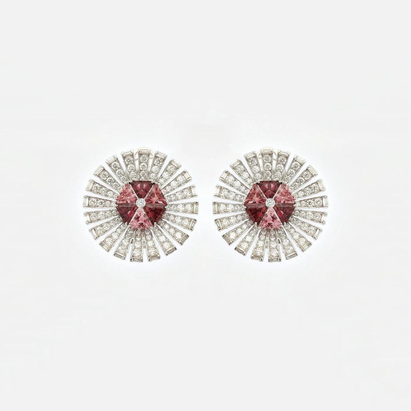Tourmaline and diamond flare earrings