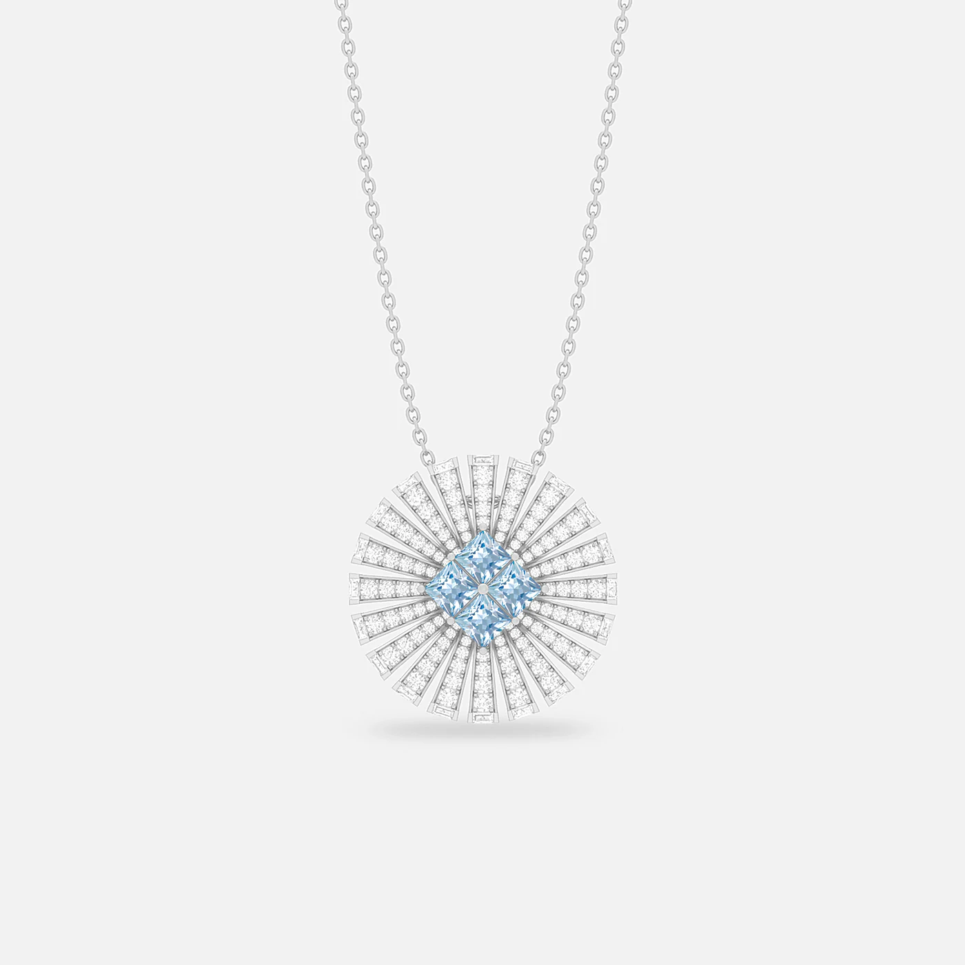 Aquamarine and diamond flare pendant