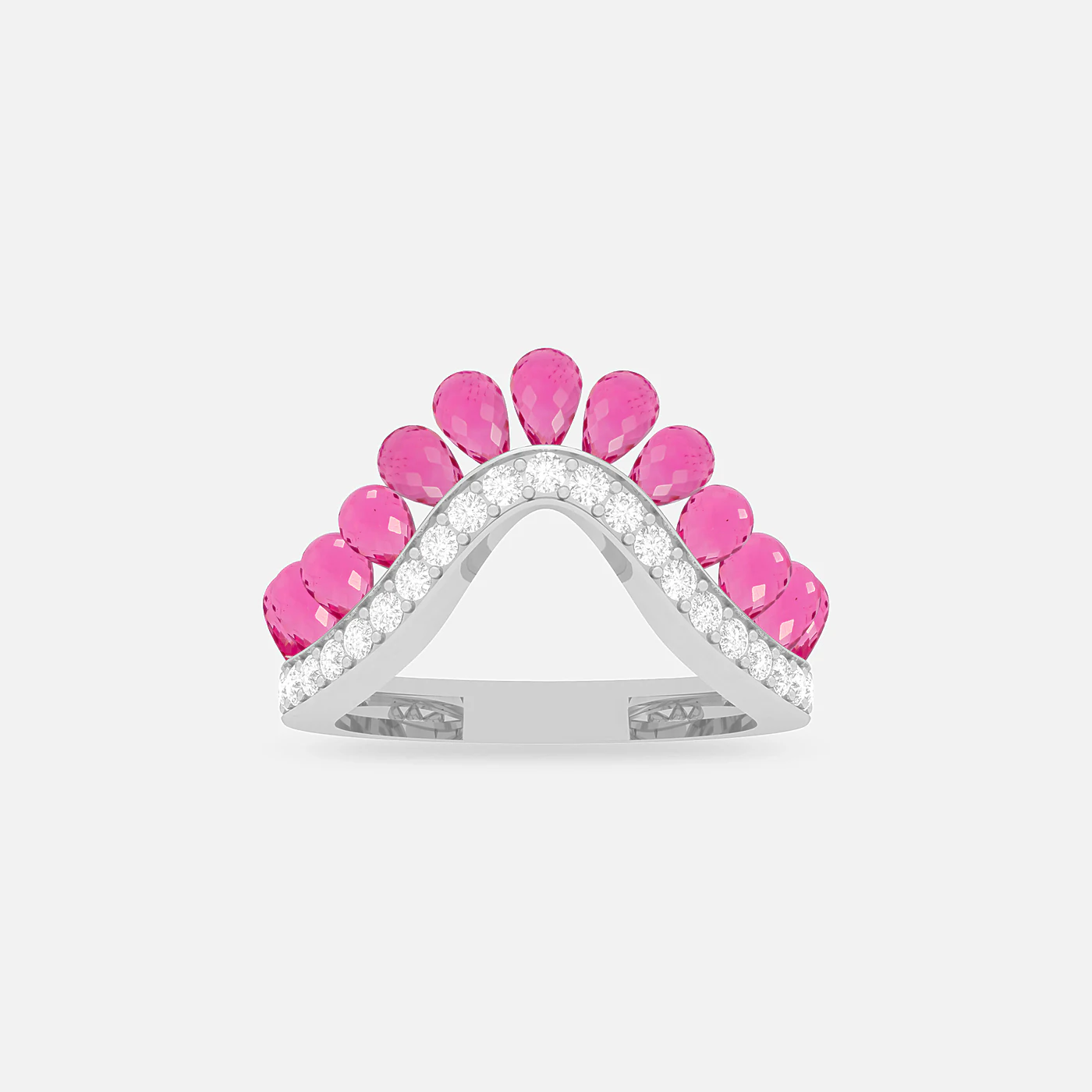 Pink spinel and diamond dome ring