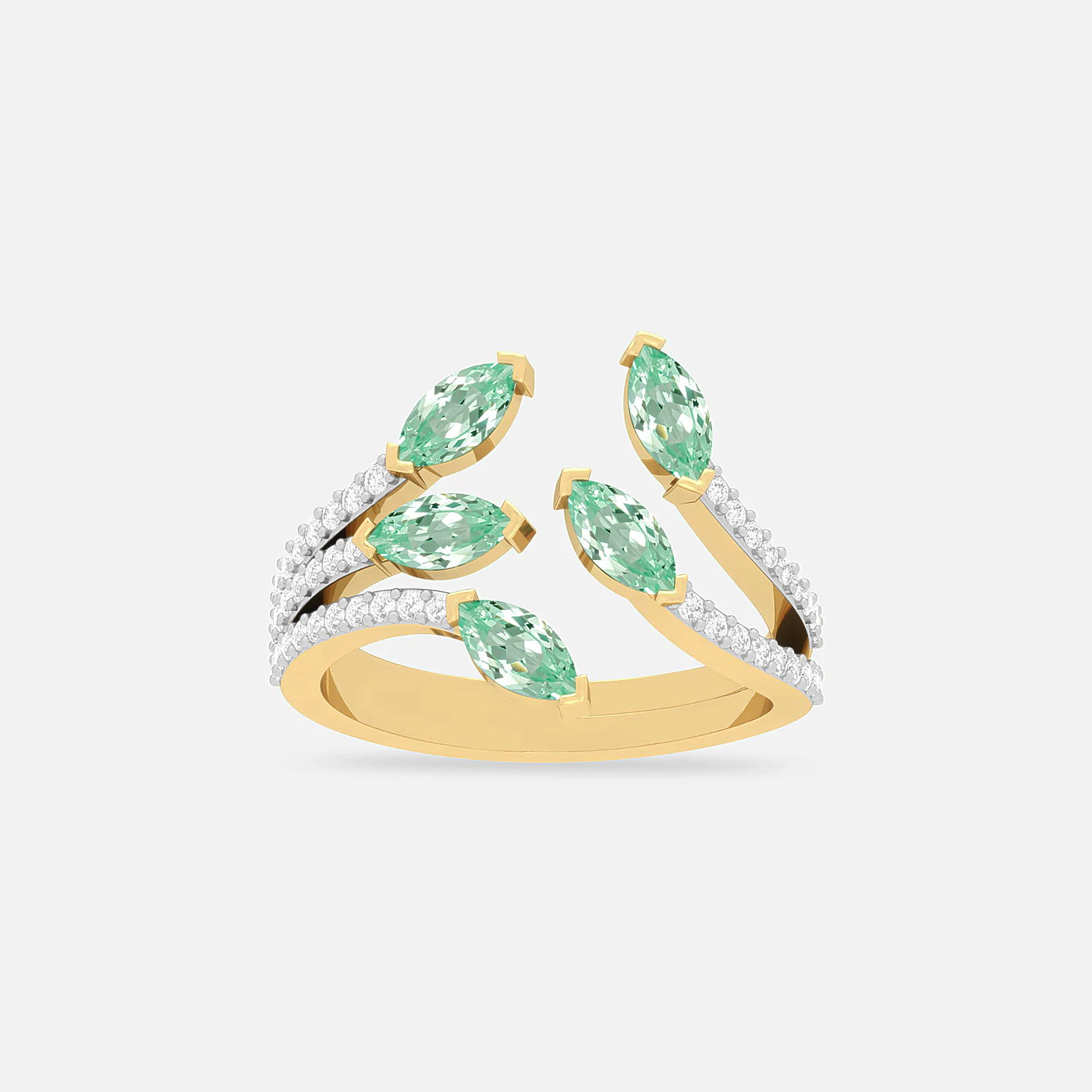 Mint garnet and diamond royal starling ring