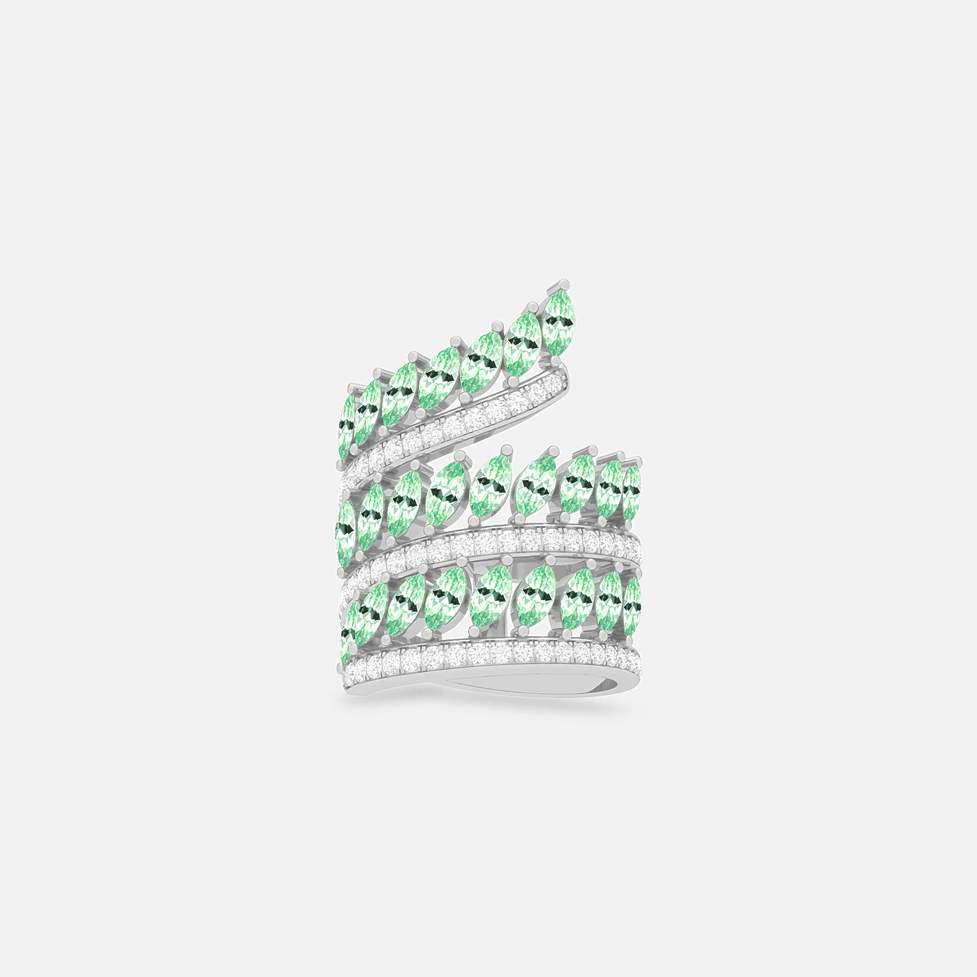 Mint garnet and diamond royal starling ring