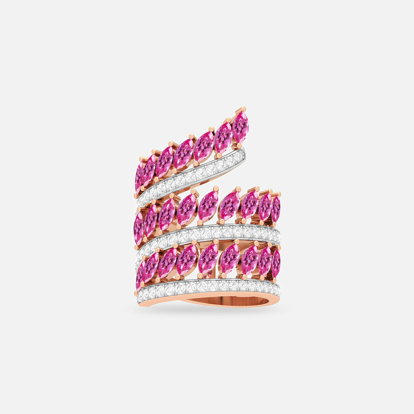 Pink spinel and diamond royal starling ring