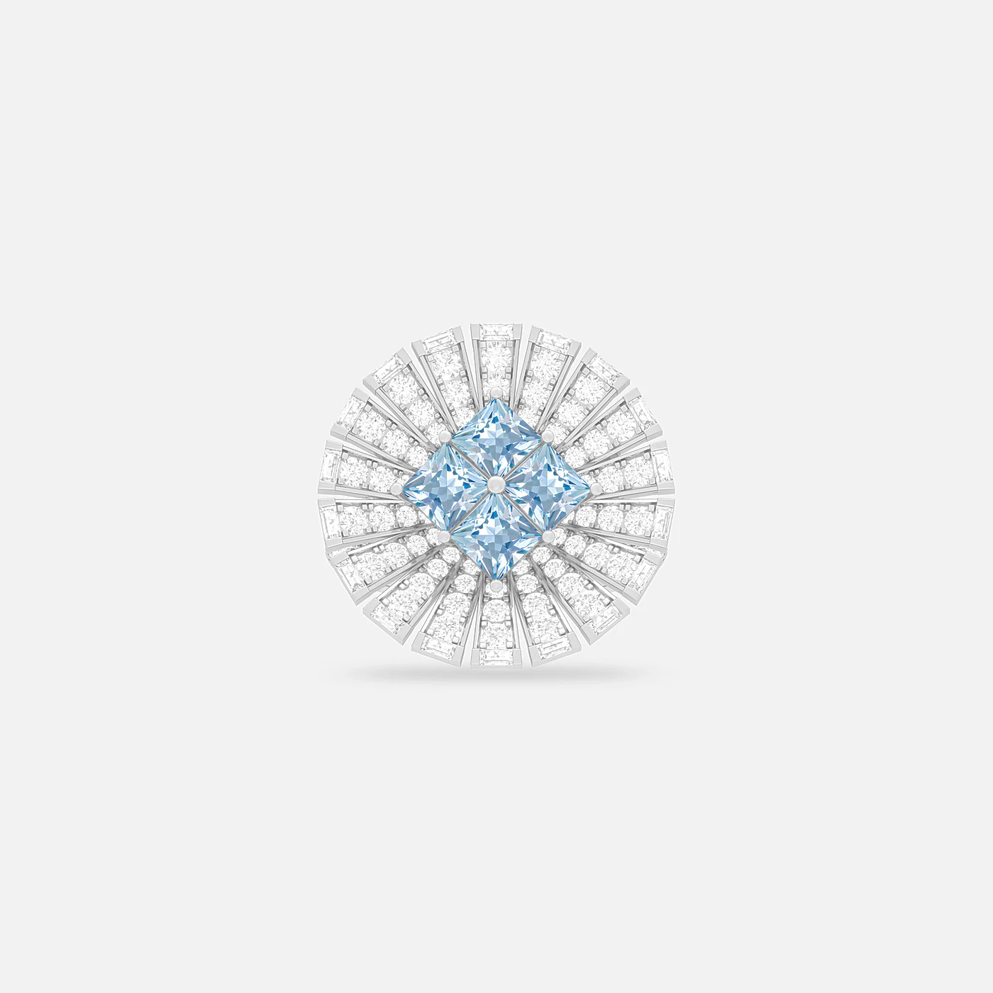Aquamarine and diamond flare ring