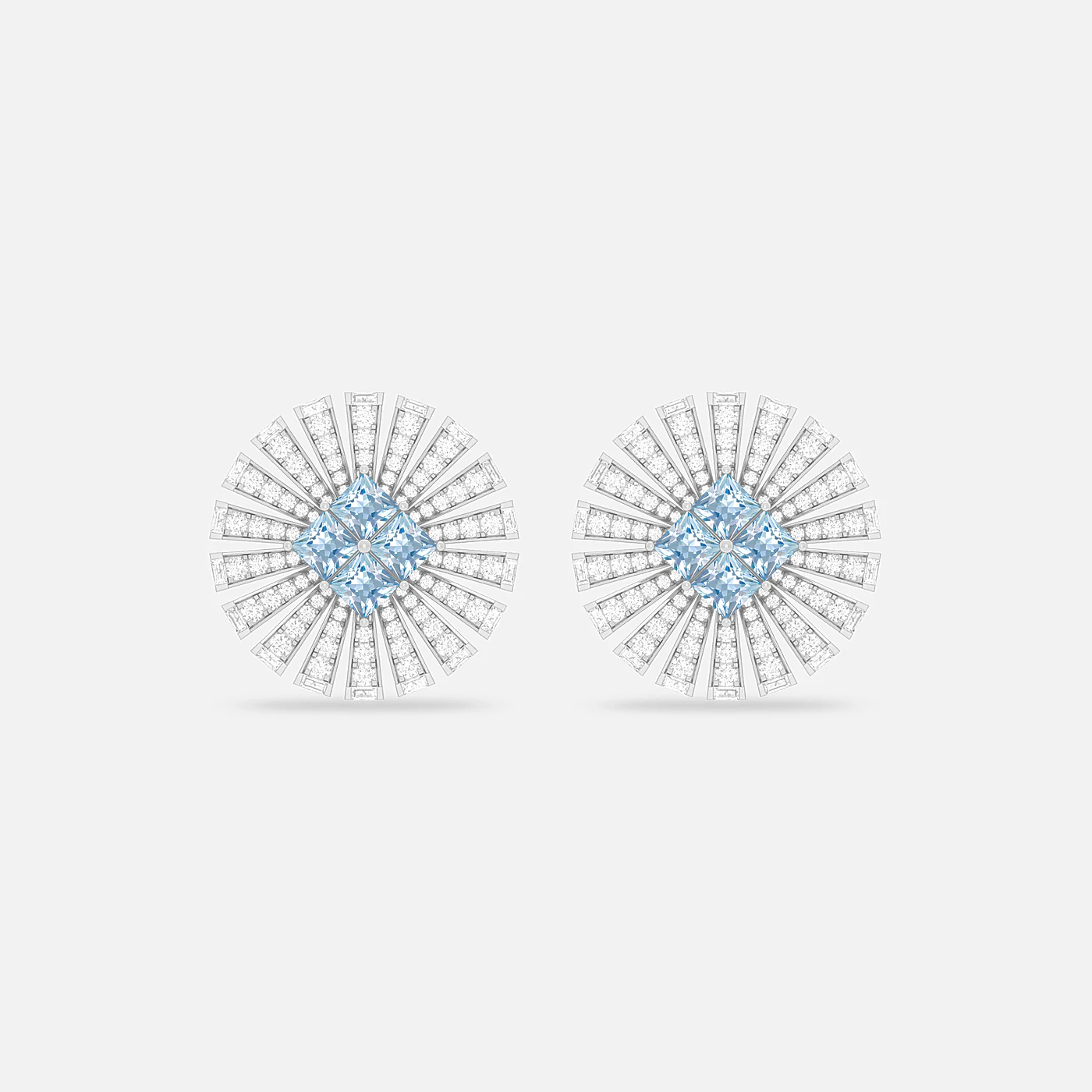 Aquamarine and diamond flare earrings