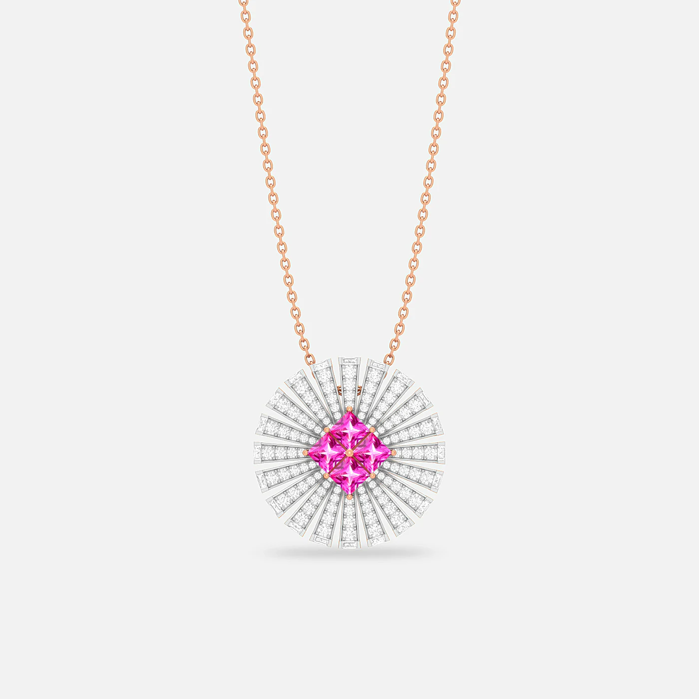 Pink spinel and diamond flare pendant