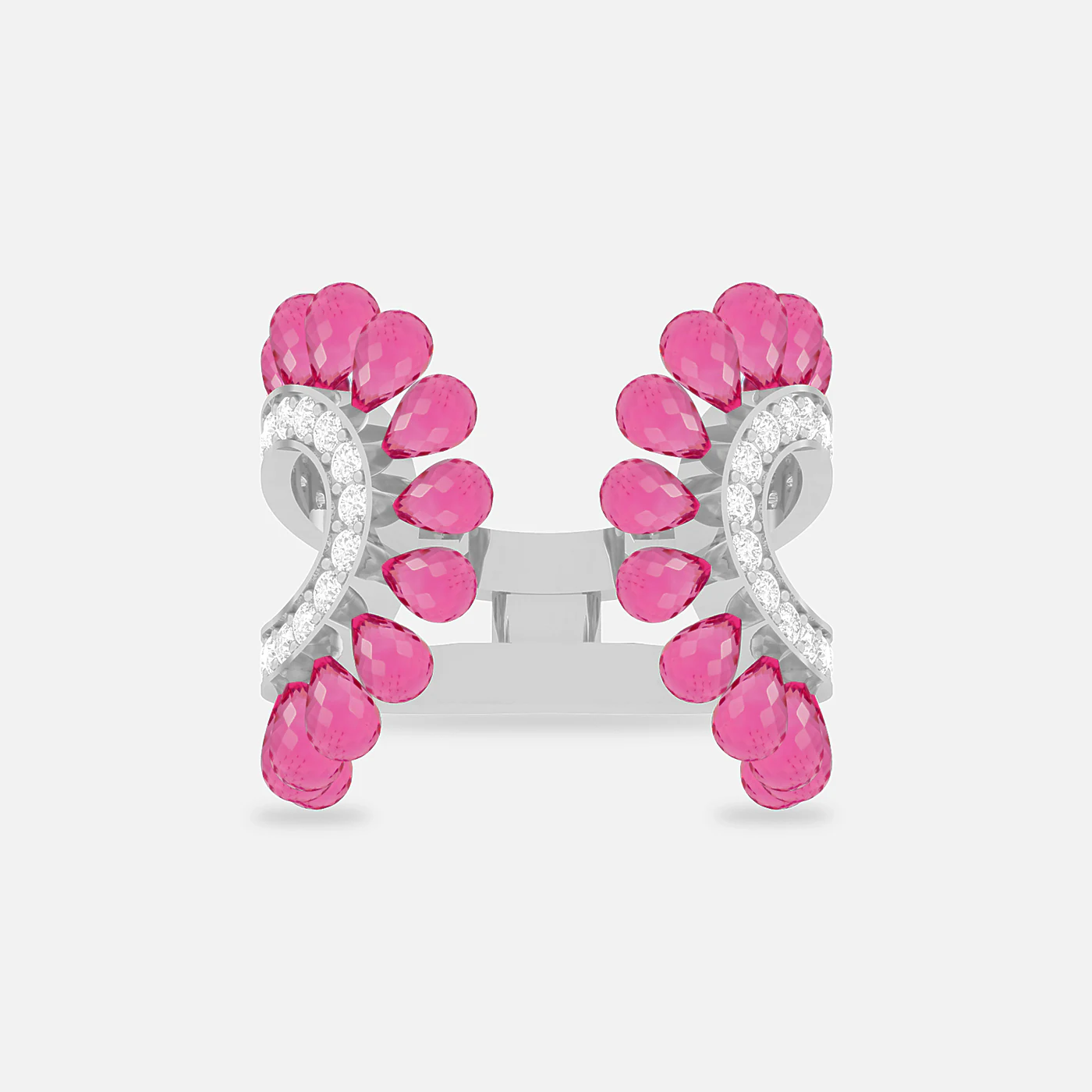 Pink spinel and diamond dome ring