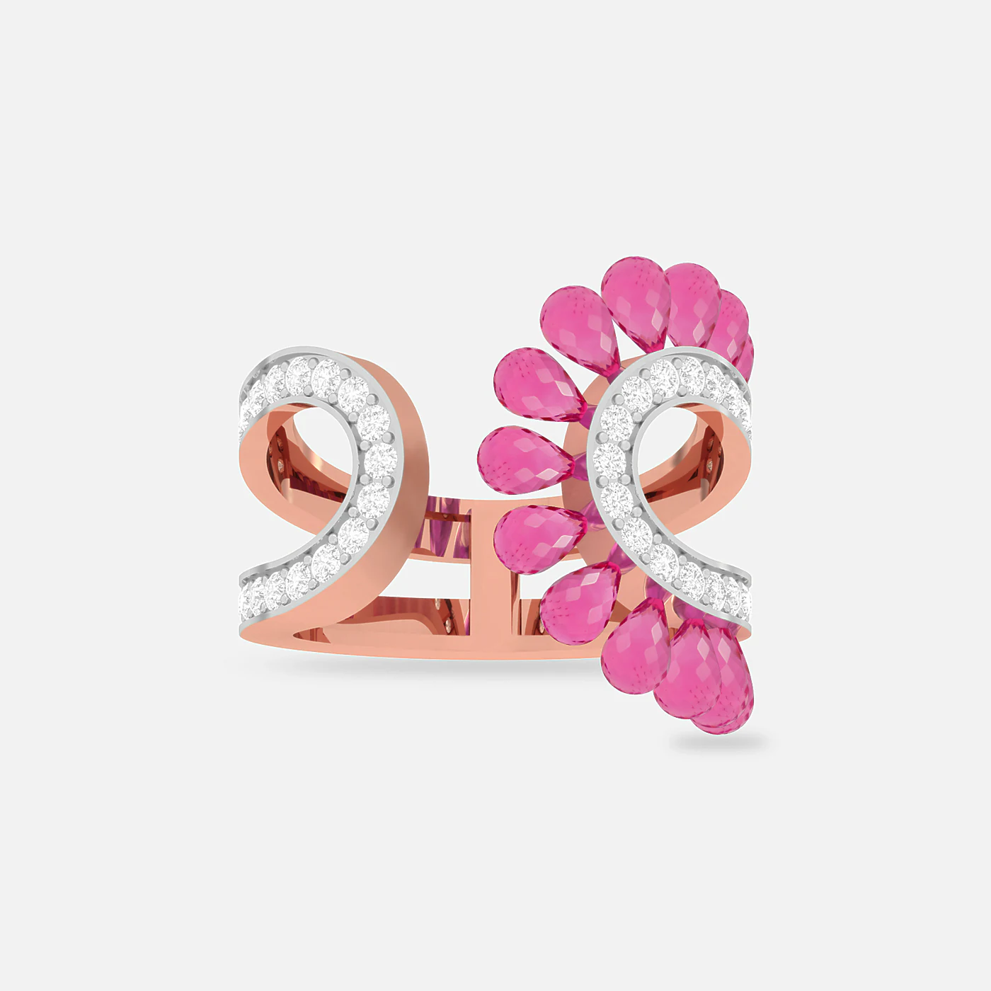 Pink spinel and diamond dome ring
