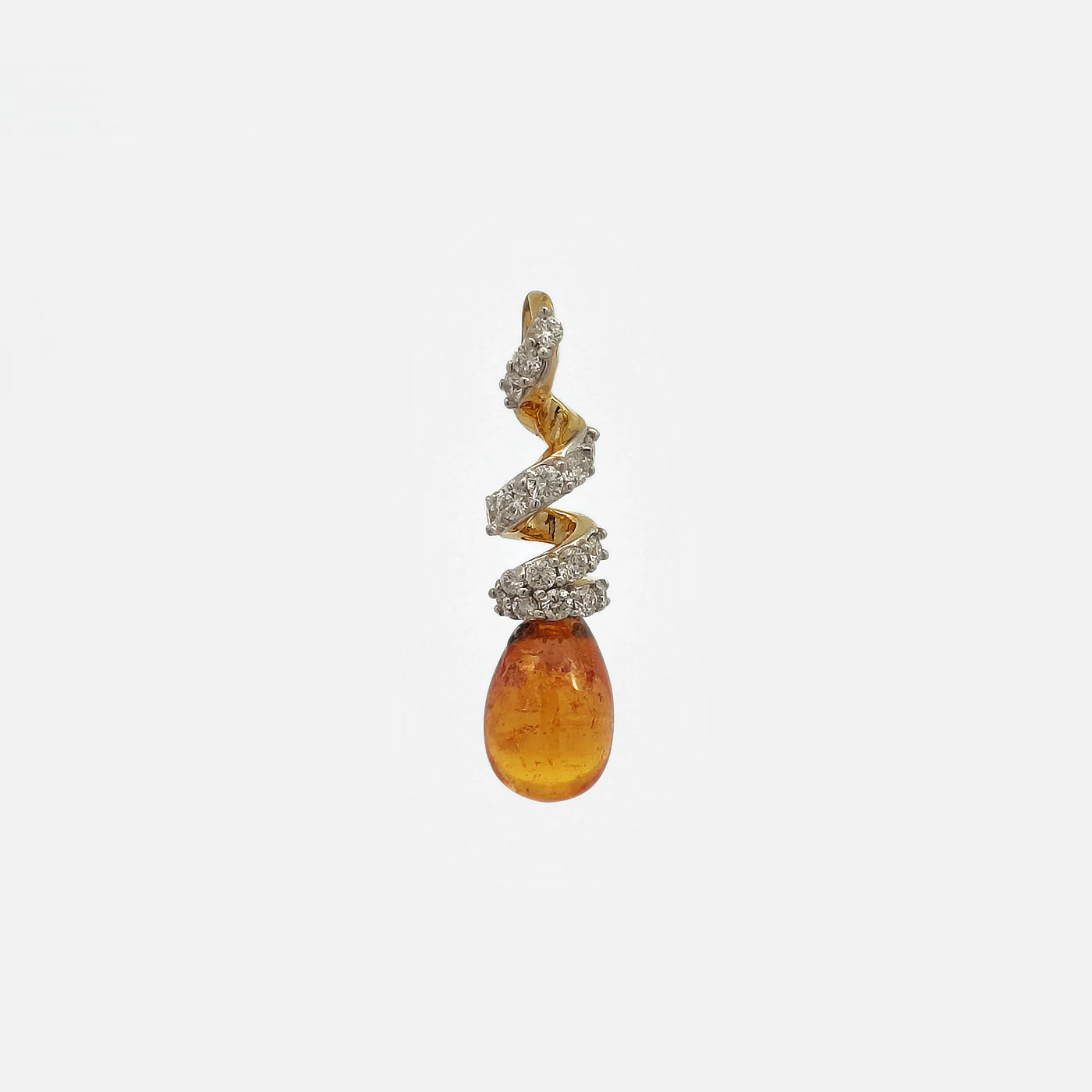Spessartite and diamond dome pendant