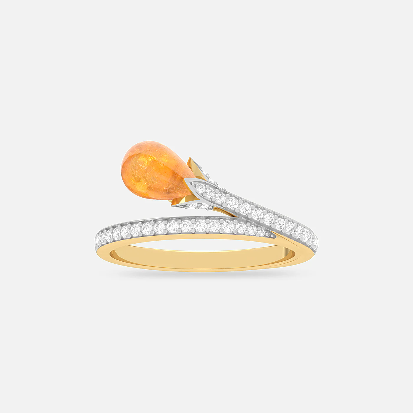 Spessartite and diamond dome ring
